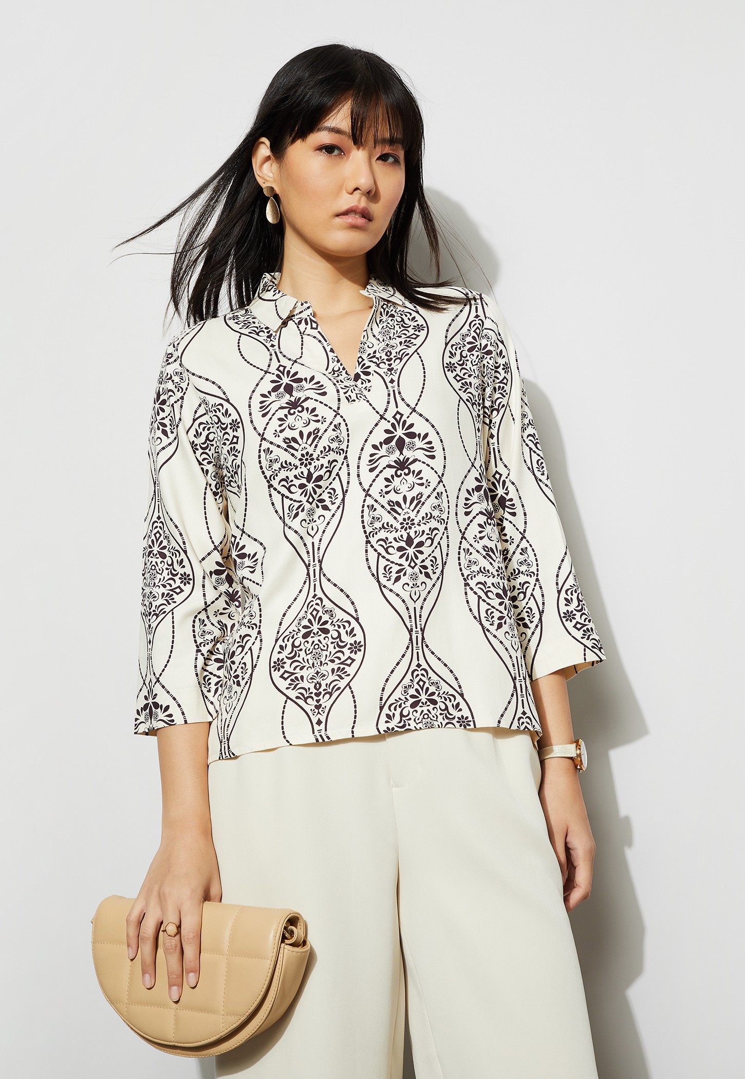 FAME FOREVER Printed Collared Top-picture-45