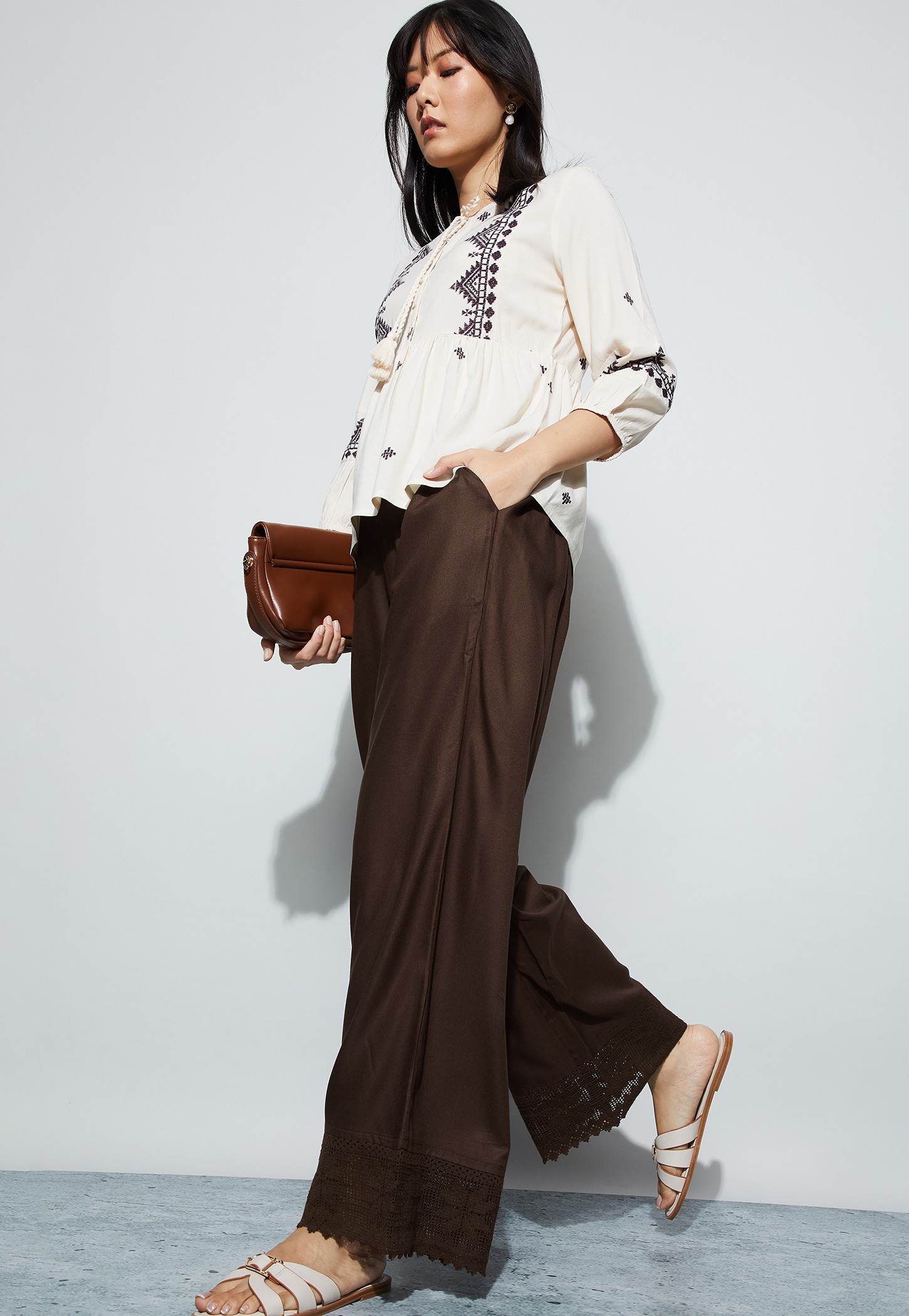 FAME FOREVER Plain Mid-Rise Trousers-picture-32