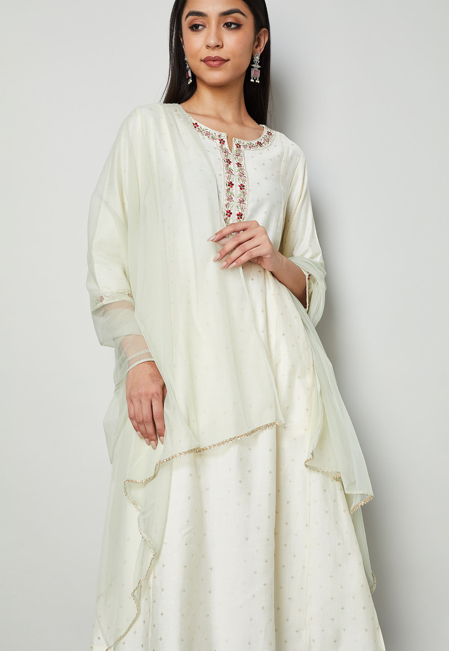 MELANGE Mesh Dupatta with Gota Patti Trim-picture-56