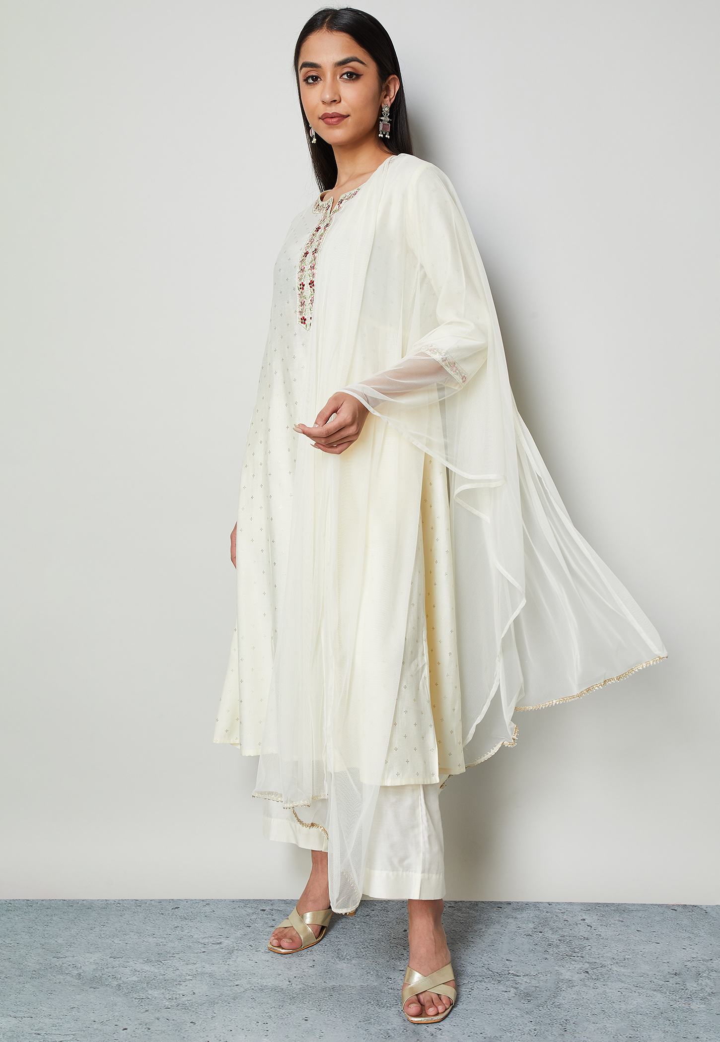 MELANGE Mesh Dupatta with Gota Patti Trim-picture-25
