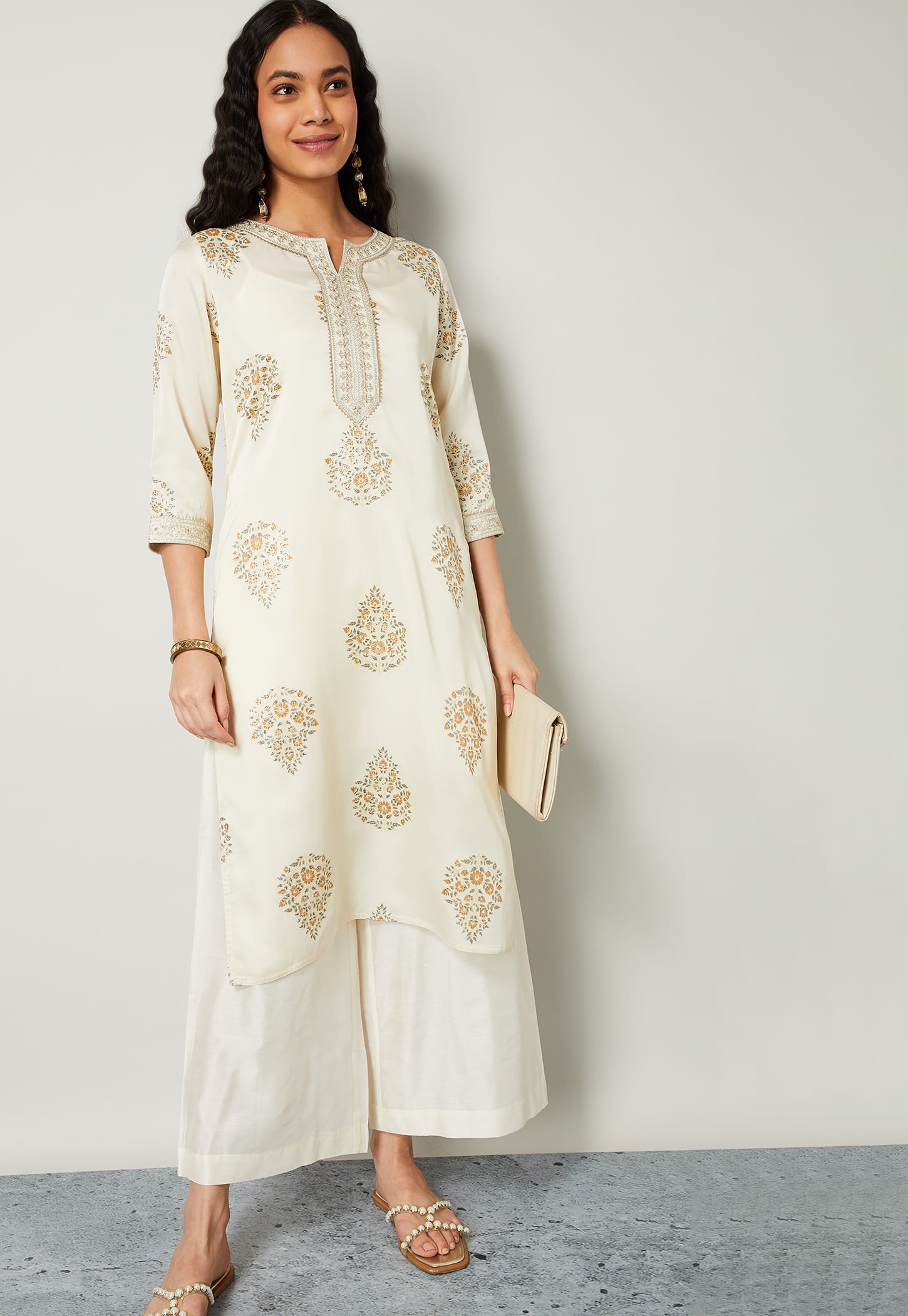 MELANGE Floral Print Straight Kurta Set-picture-56