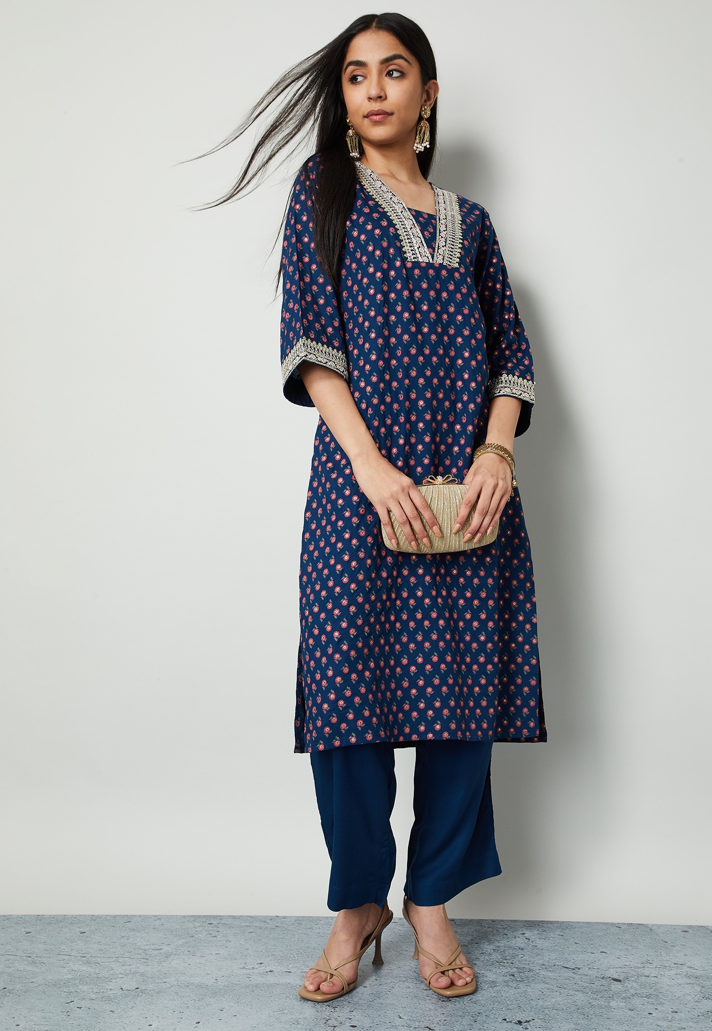 MELANGE Floral Print Straight Kurta Set-picture-42