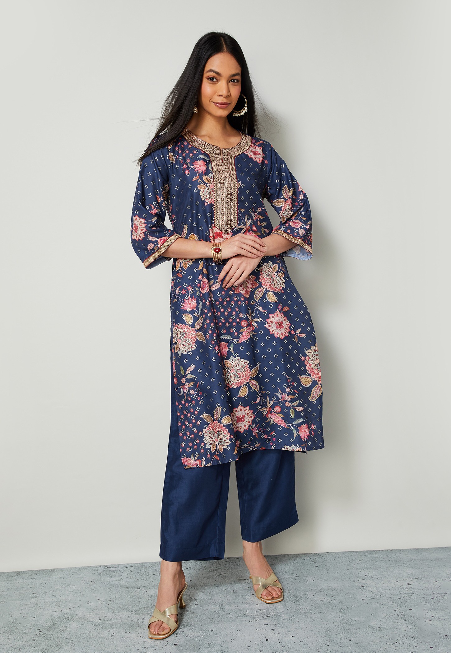 MELANGE Floral Print A-line Kurta Set-picture-27