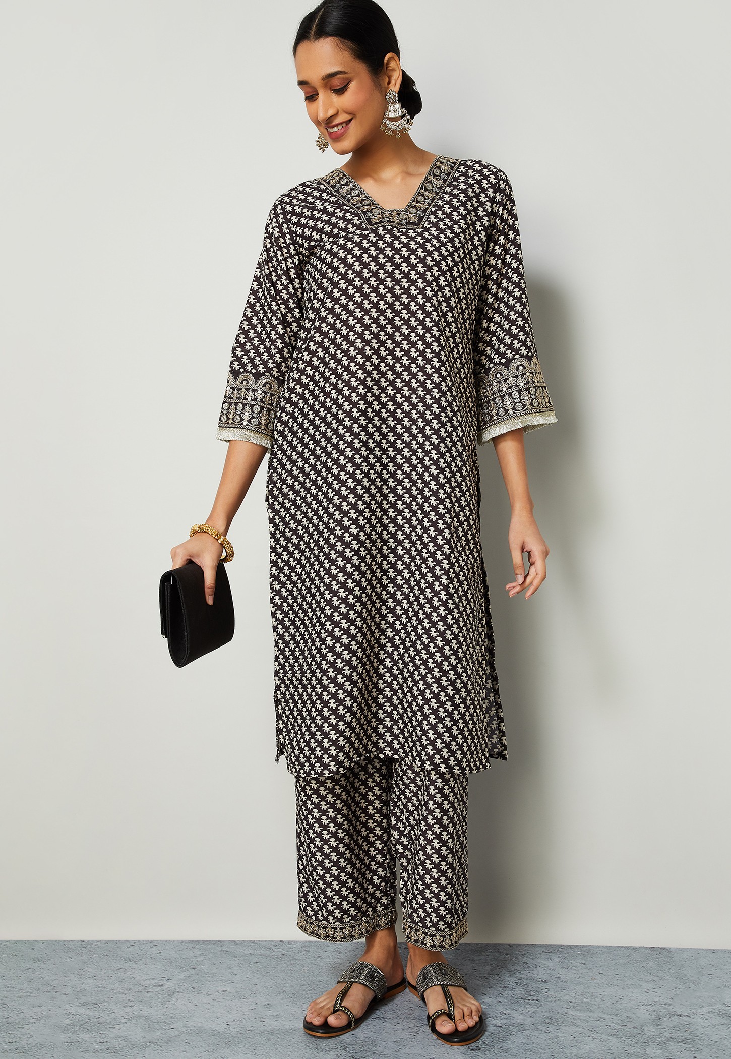 MELANGE Printed Straight Kurta Set-picture-49