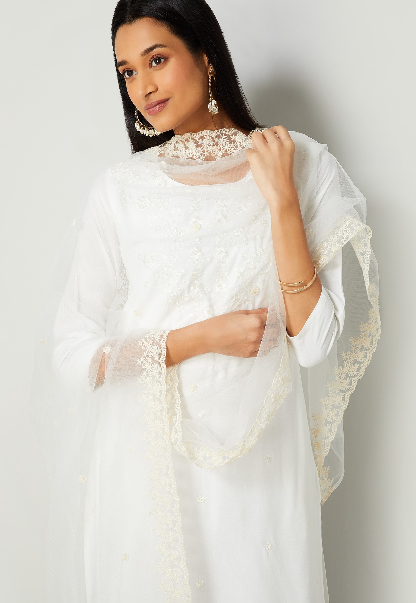 MELANGE Embroidered Mesh Dupatta-picture-12