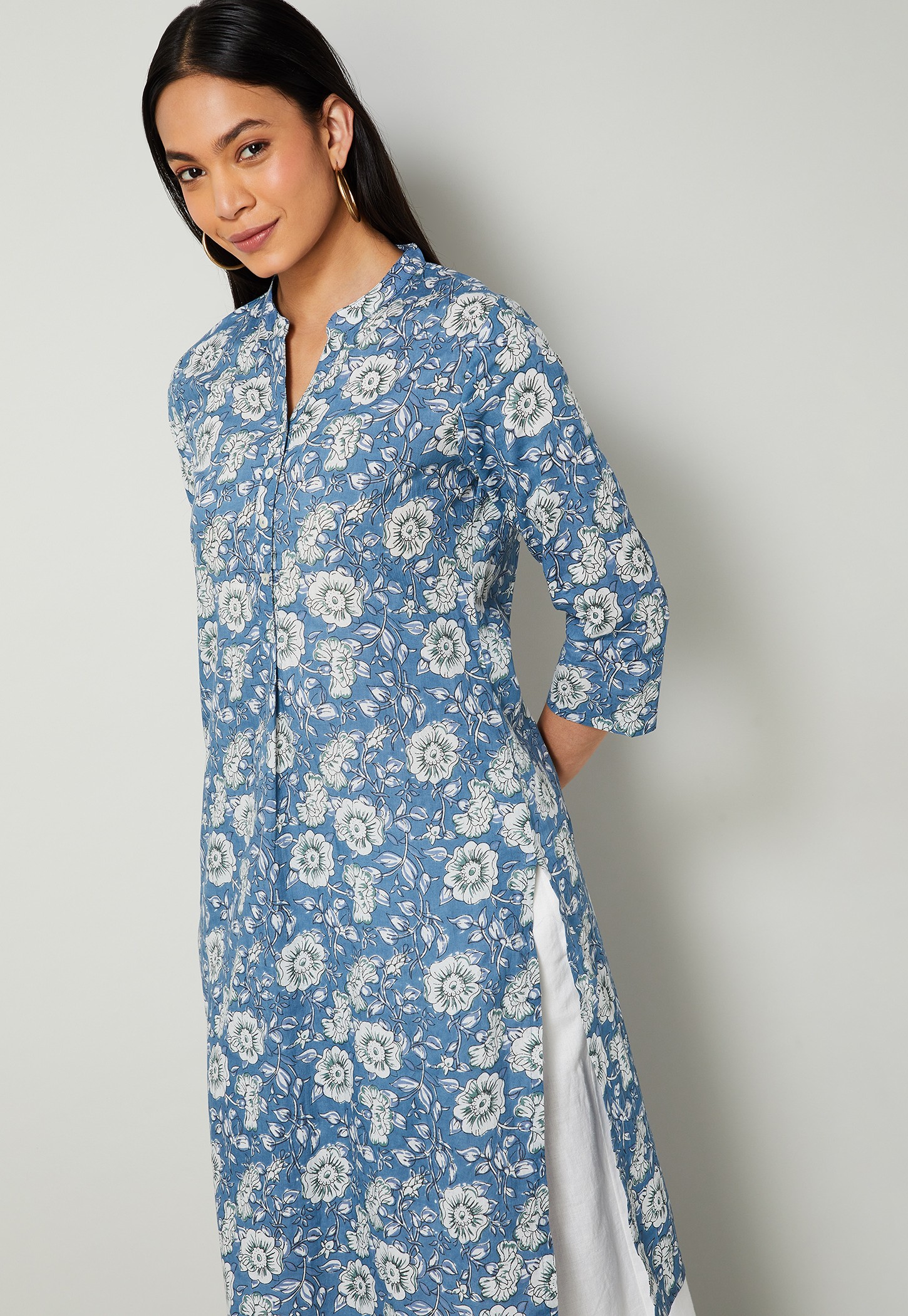 MELANGE Floral Print Straight Kurta-picture-10