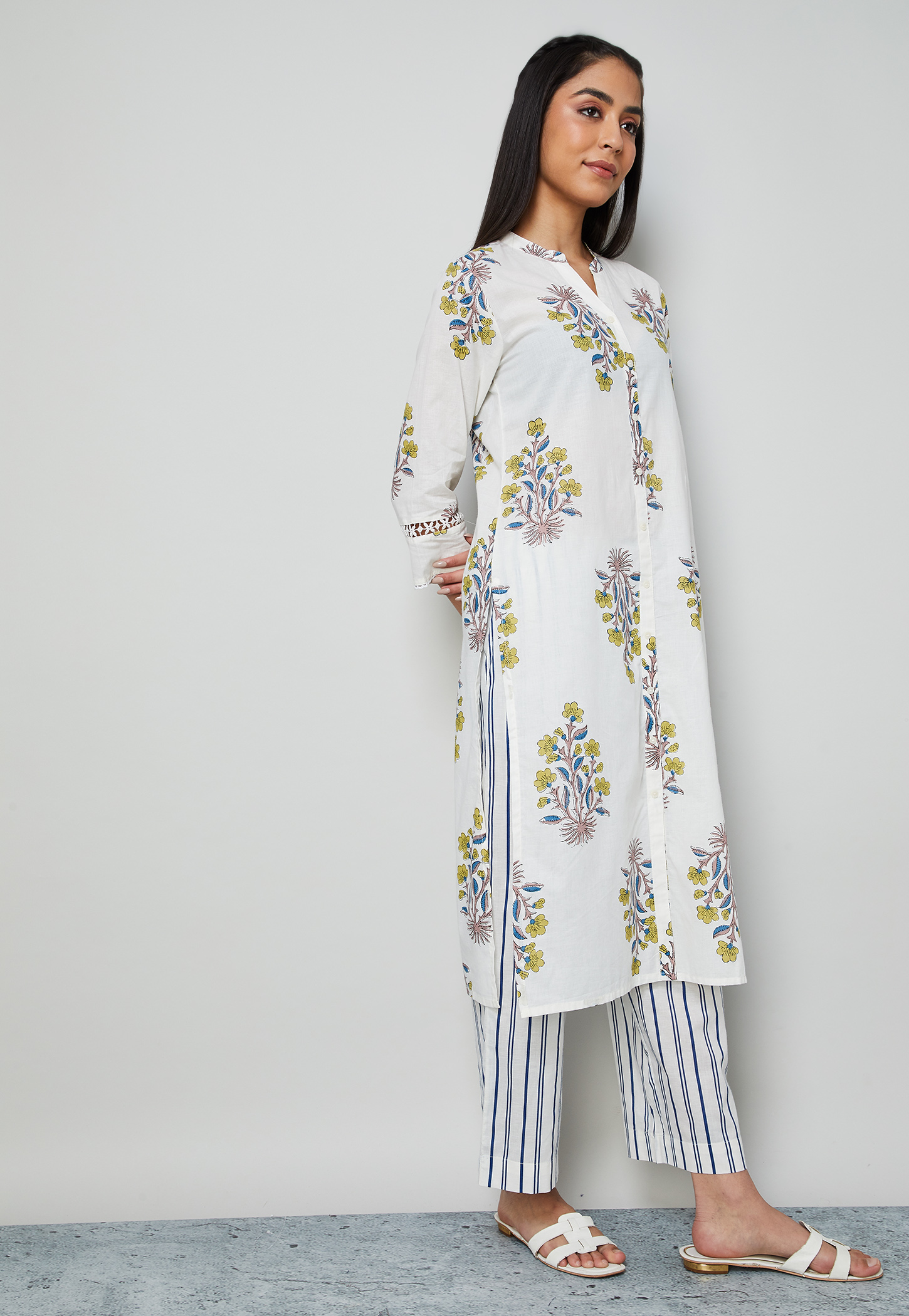 MELANGE Floral Print Straight Kurta Set-picture-22
