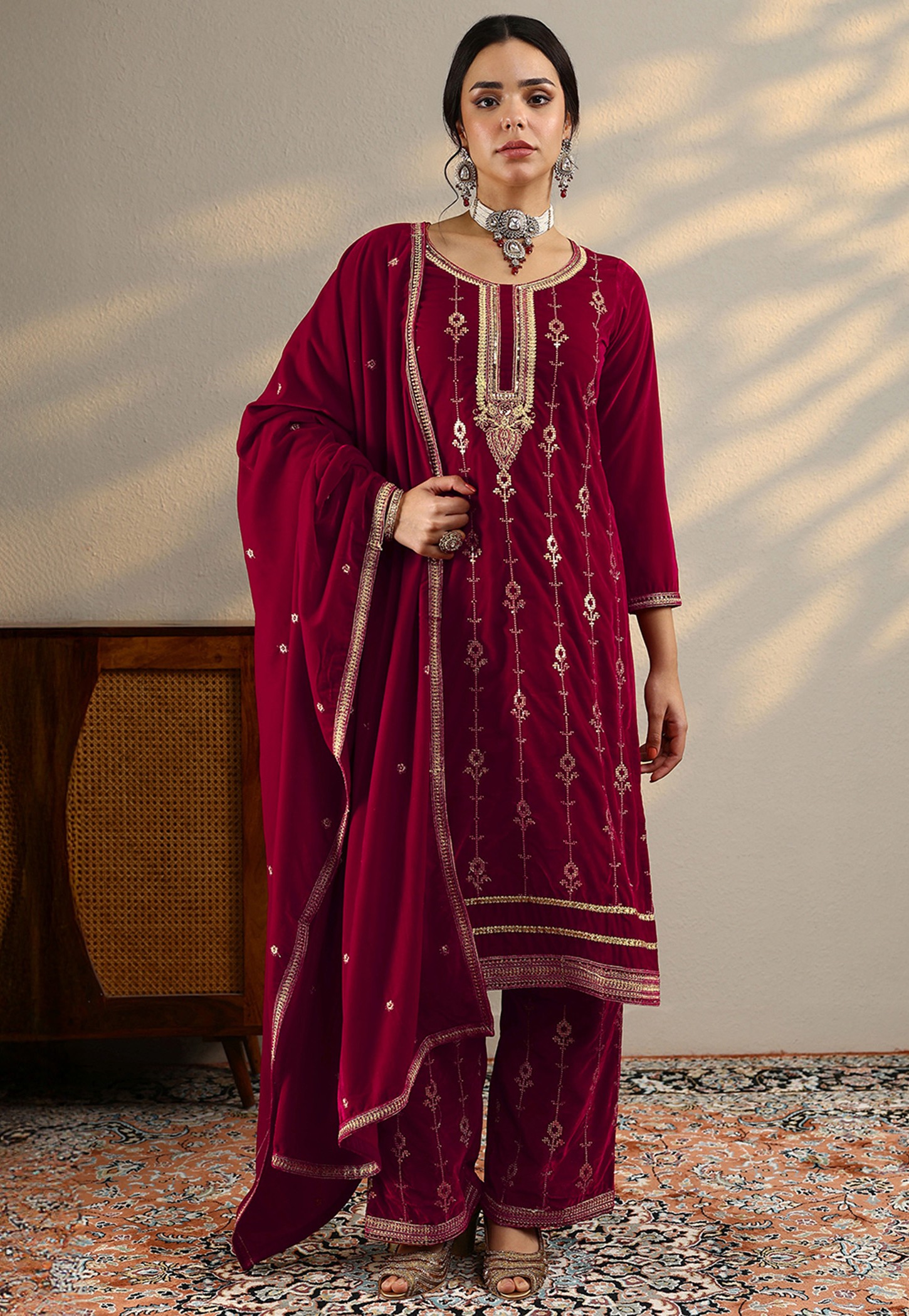 LIBAS Embroidered Straight Kurta Set-picture-16