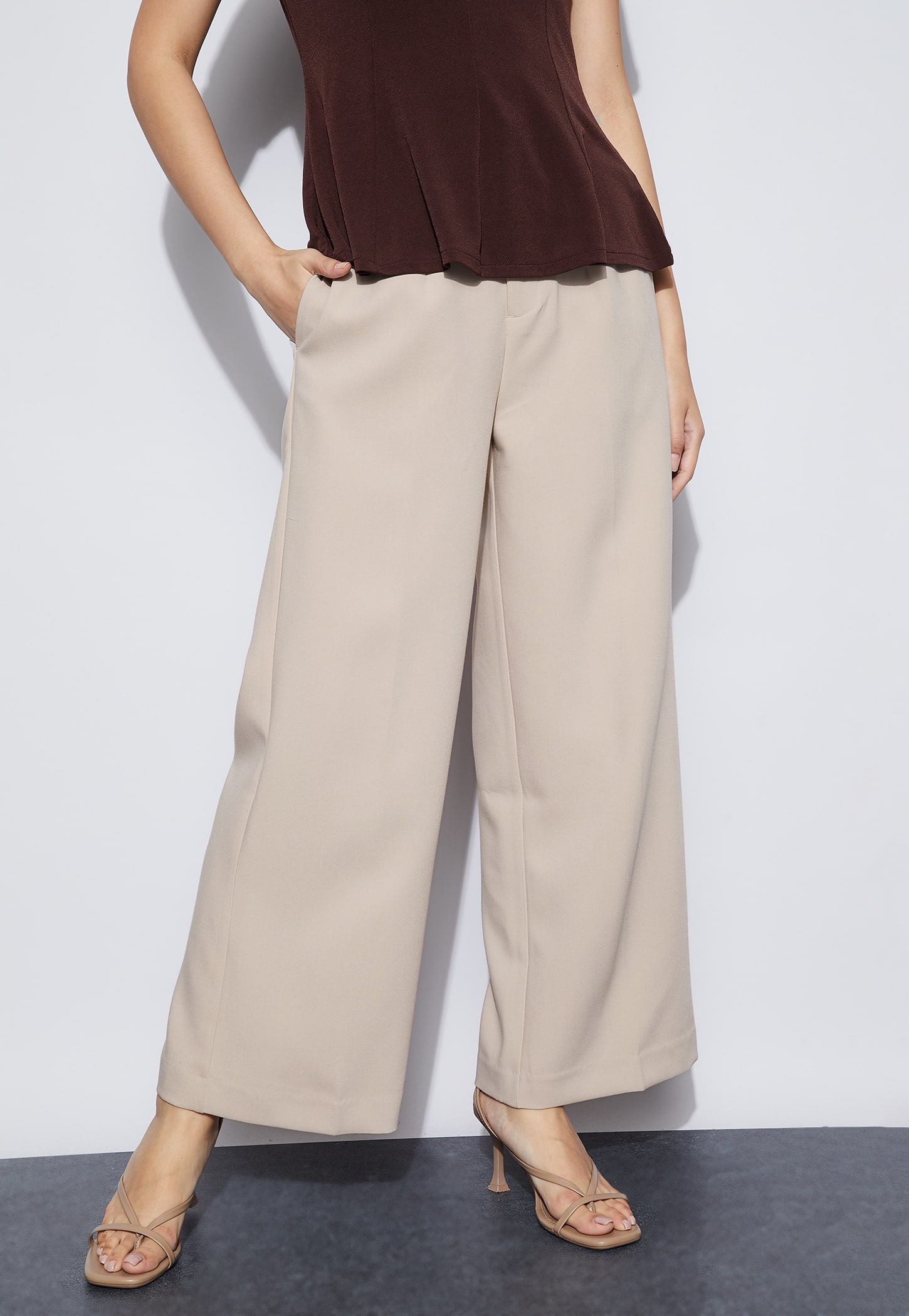 CODE Solid Flat Front Trousers-picture-52