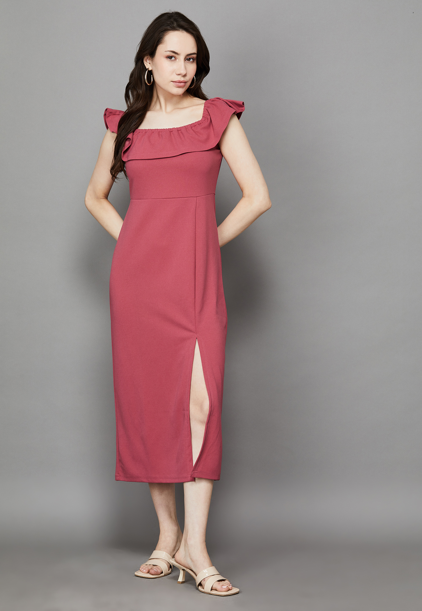 AND Off-Shoulder Slit Midi Dress-picture-50