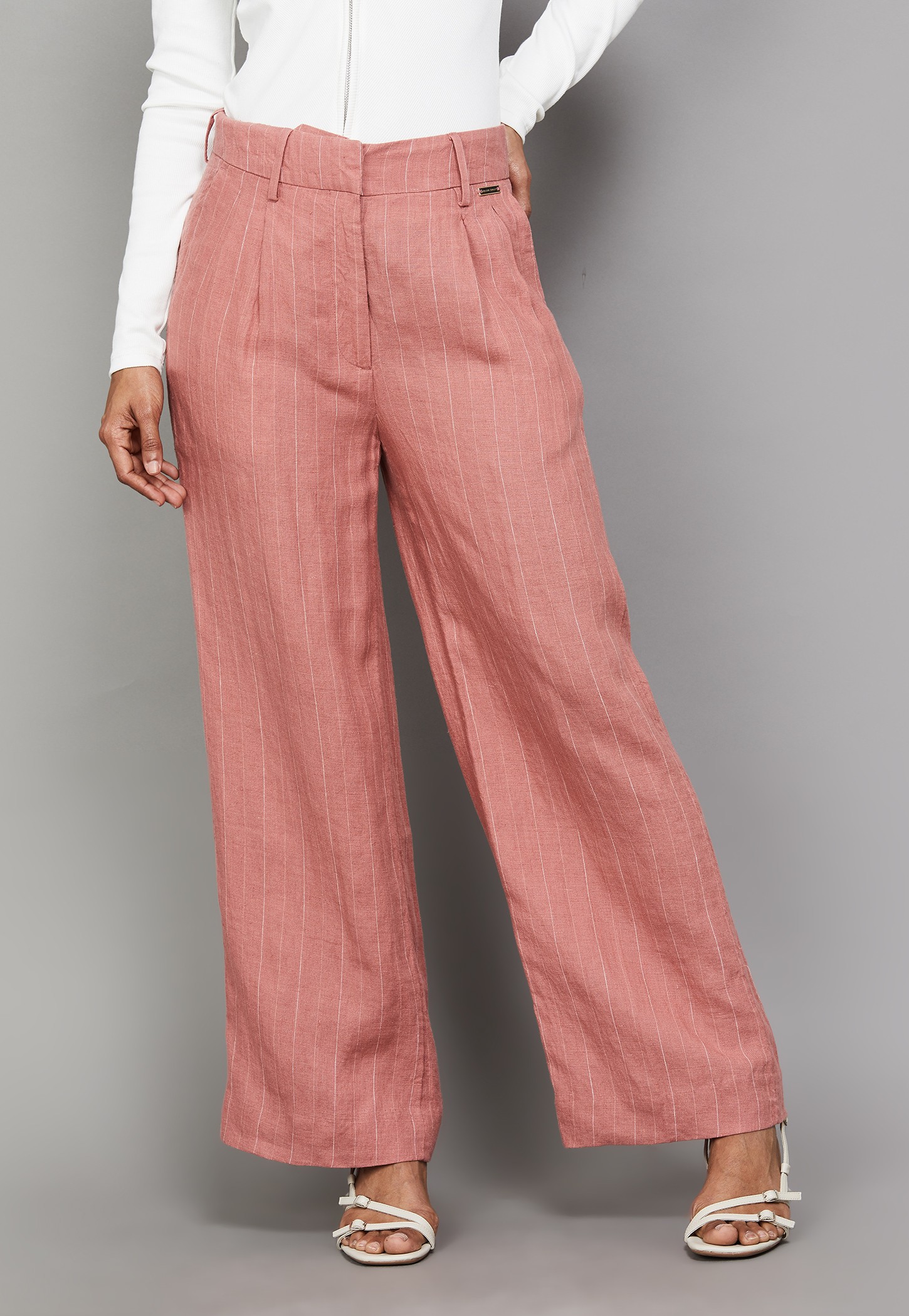 ALLEN SOLLY Striped Wide-Leg Trousers-picture-18