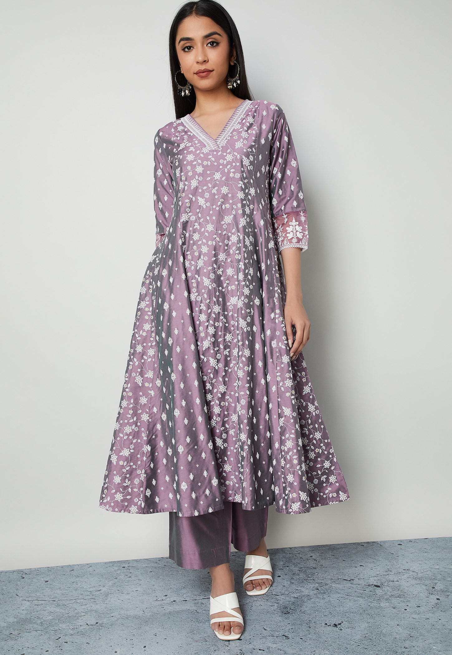 MELANGE Floral Print Kaildar Kurta-image-16