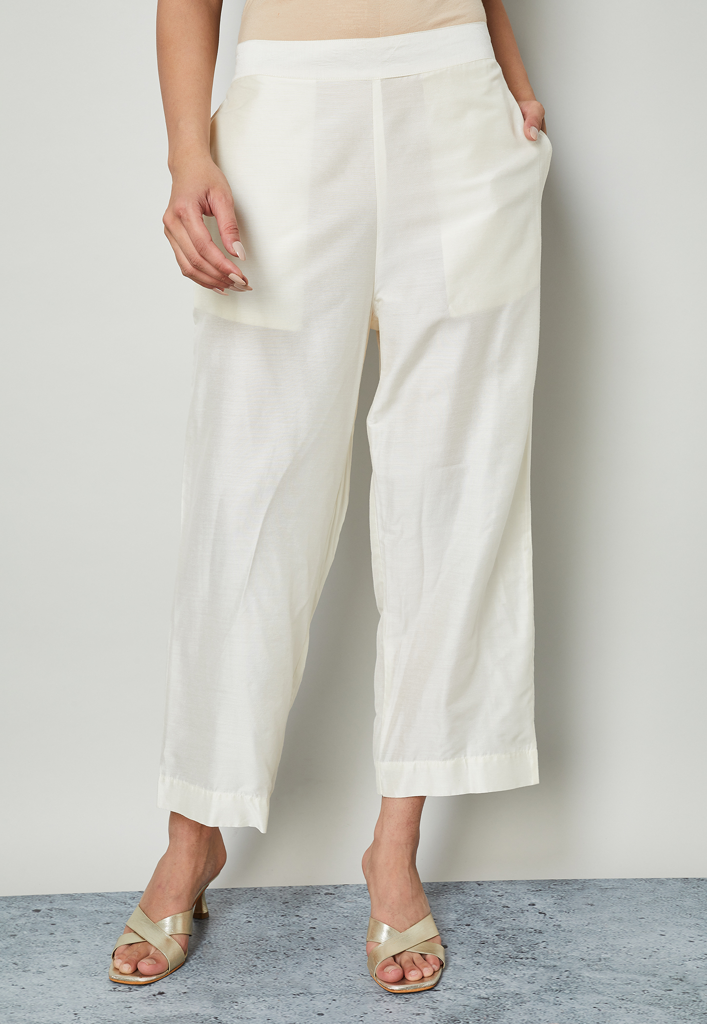 MELANGE Solid Straight Pants-picture-40