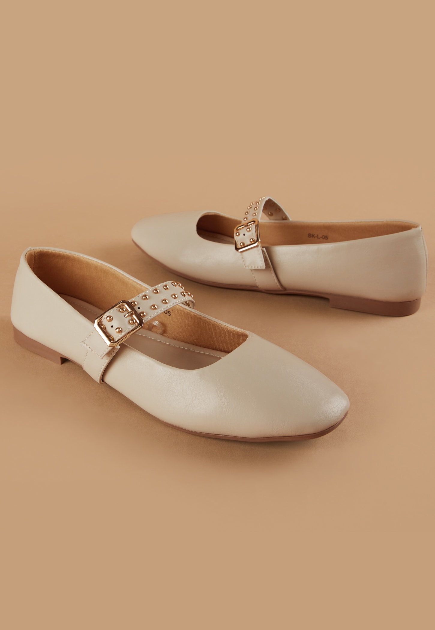 GINGER Studded Strap Square Toe Ballerinas-picture-38