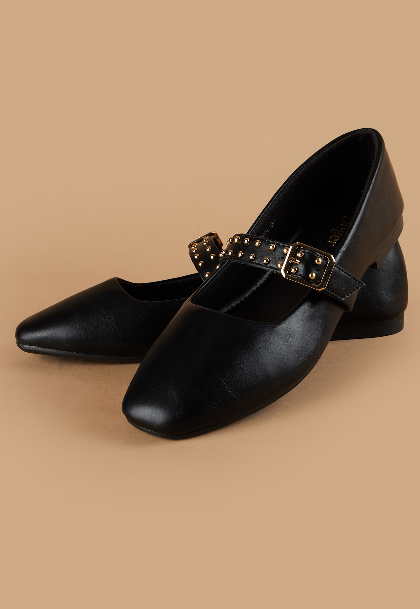 GINGER Studded Strap Square Toe Ballerinas-picture-40