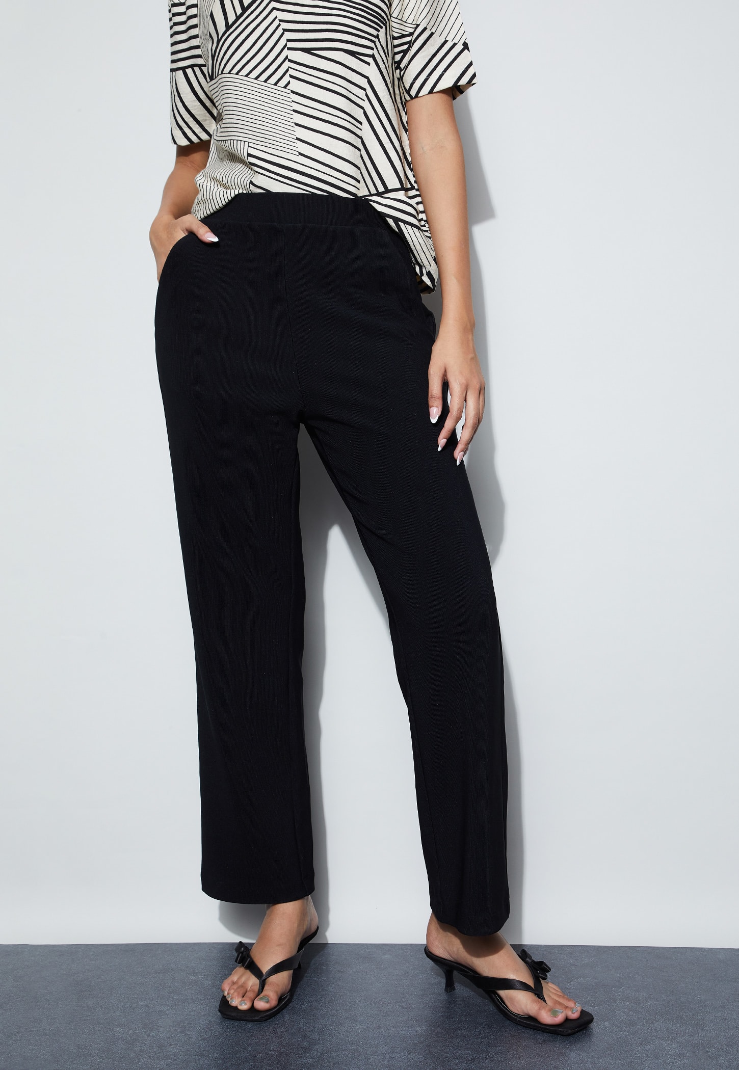 CODE Elasticated Full Length Trousers-image-5