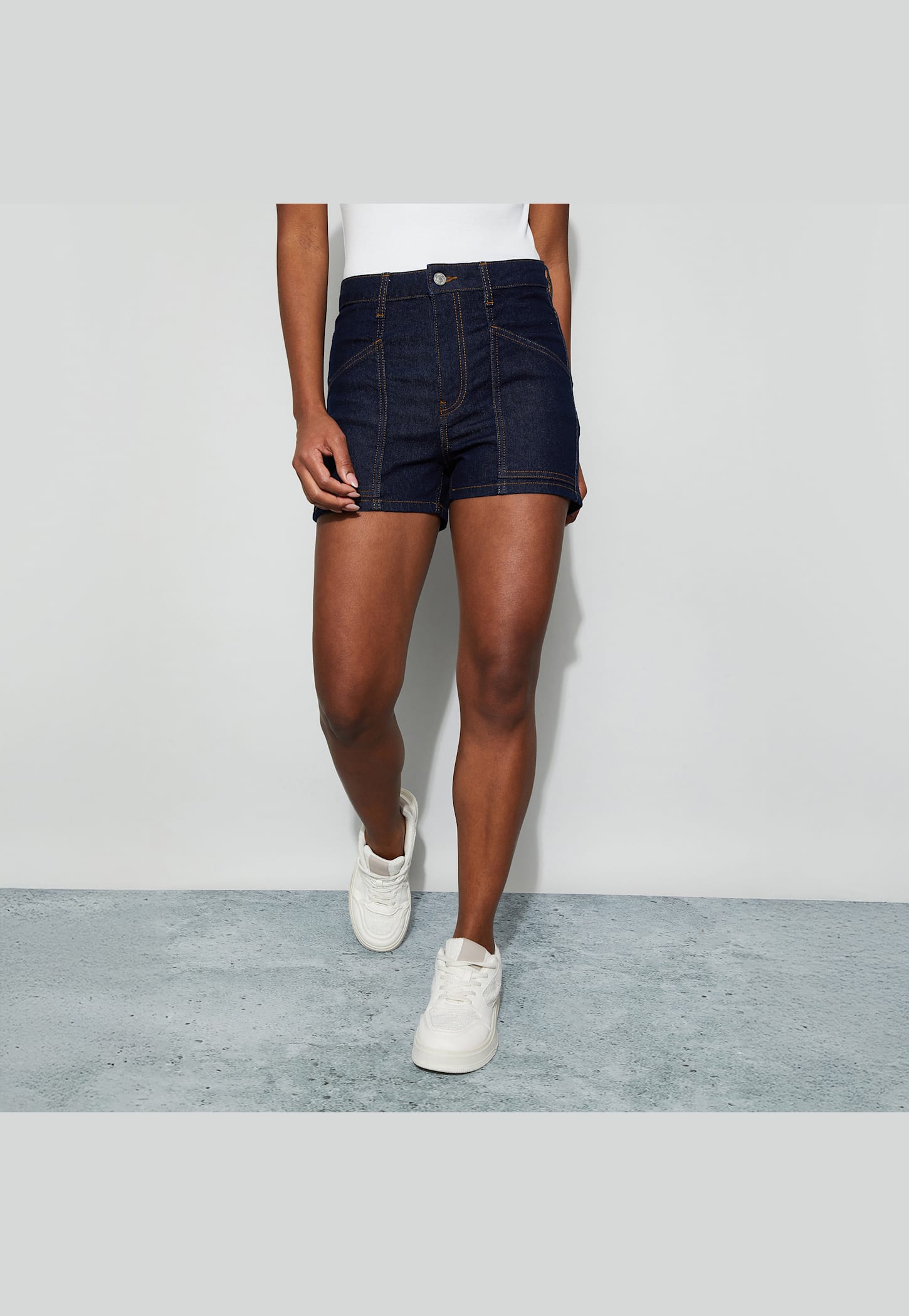 GINGER Solid Denim Shorts-picture-17