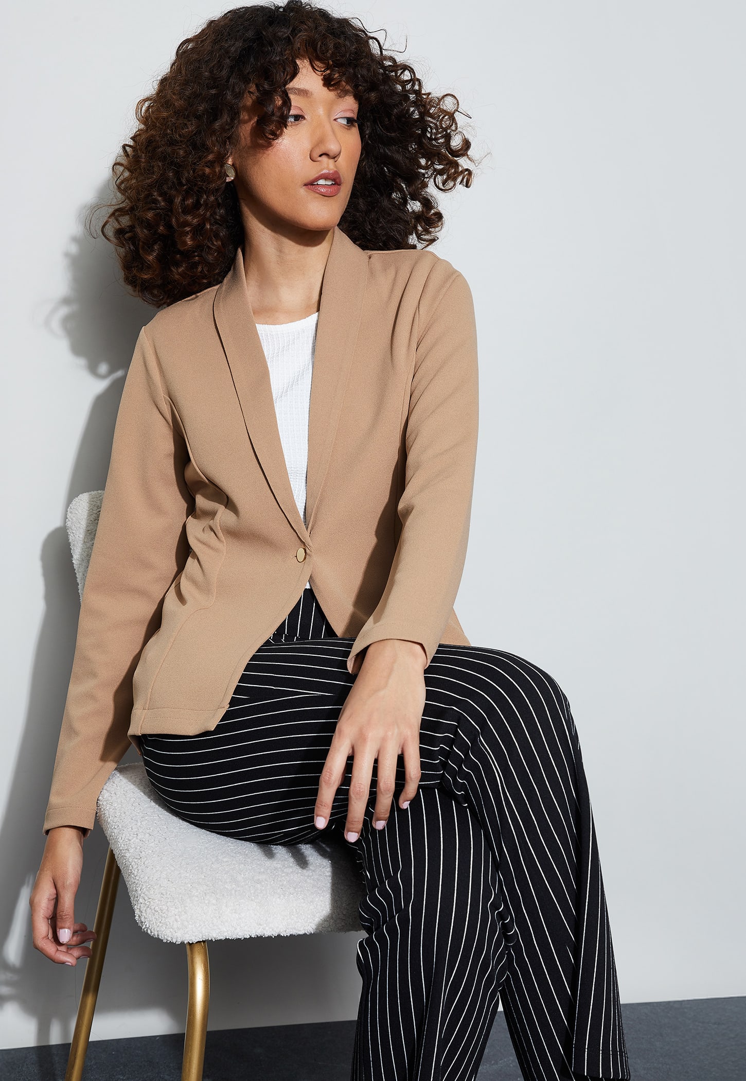CODE Solid Single Breasted Blazer-image-26