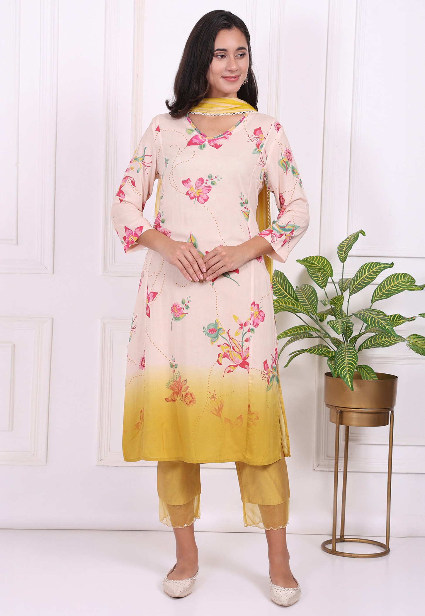 W Floral Print A-line Kurta Set-picture-39