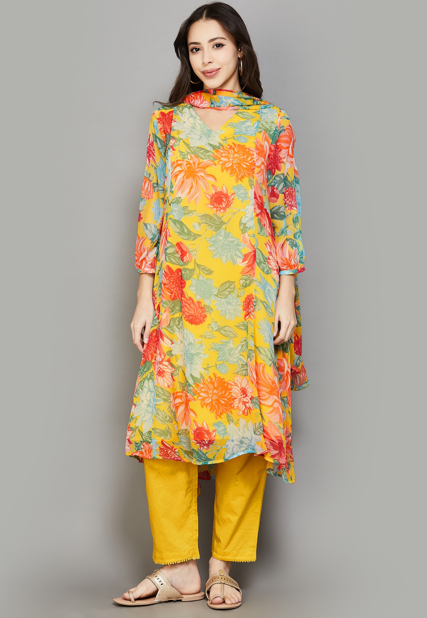 W Floral Print A-line Kurta Set-picture-14