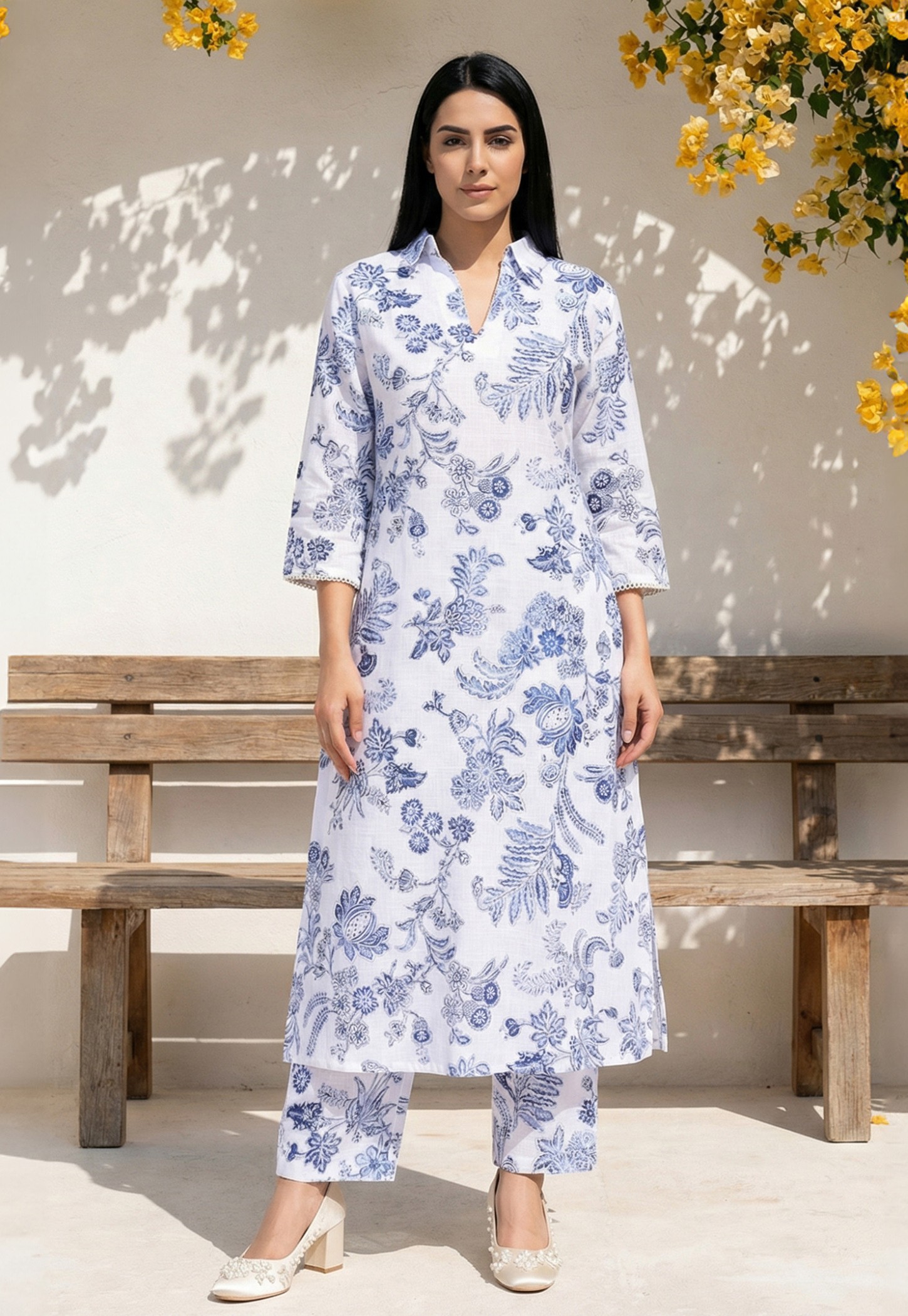 W Floral Print Straight Kurta Set-picture-31