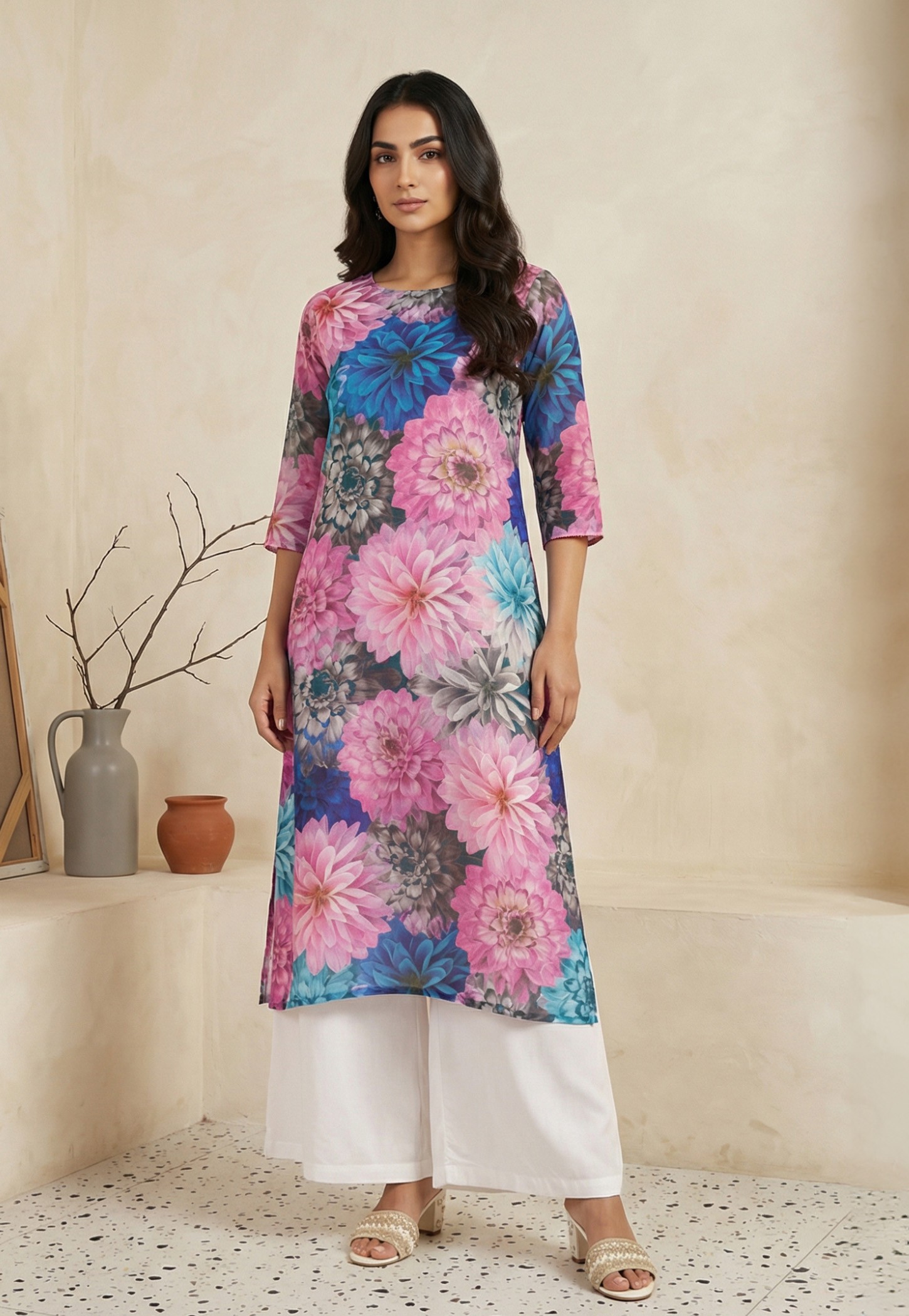 AURELIA Floral Print Straight Kurta-picture-38
