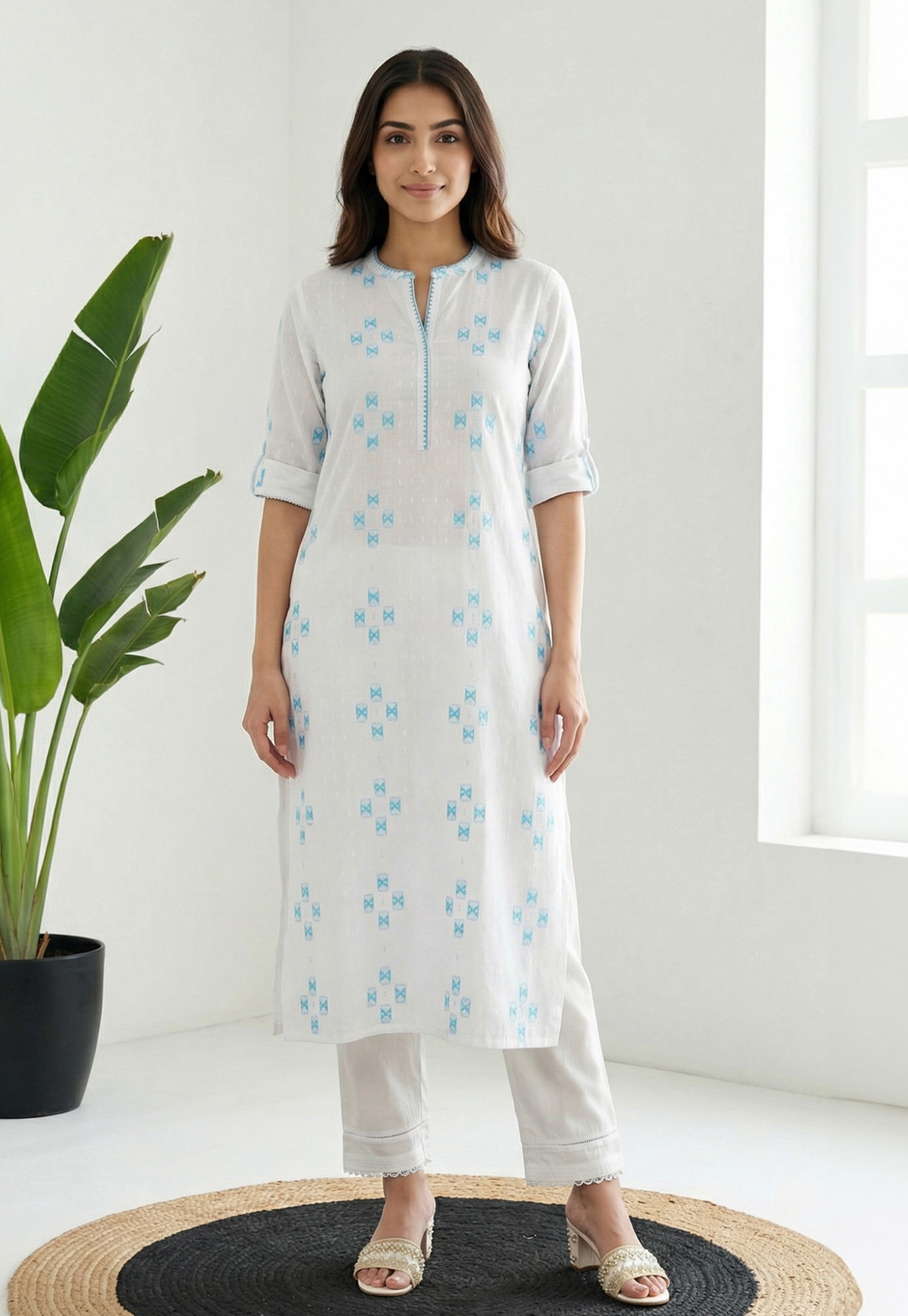 AURELIA Woven Design Straight Kurta-image-14