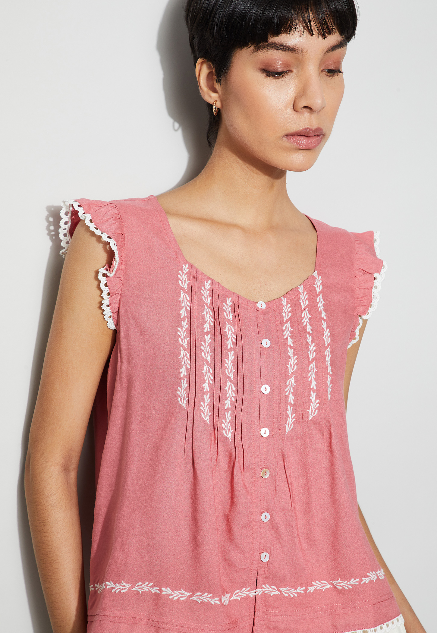 FAME FOREVER Embroidered Buttoned Top-picture-27