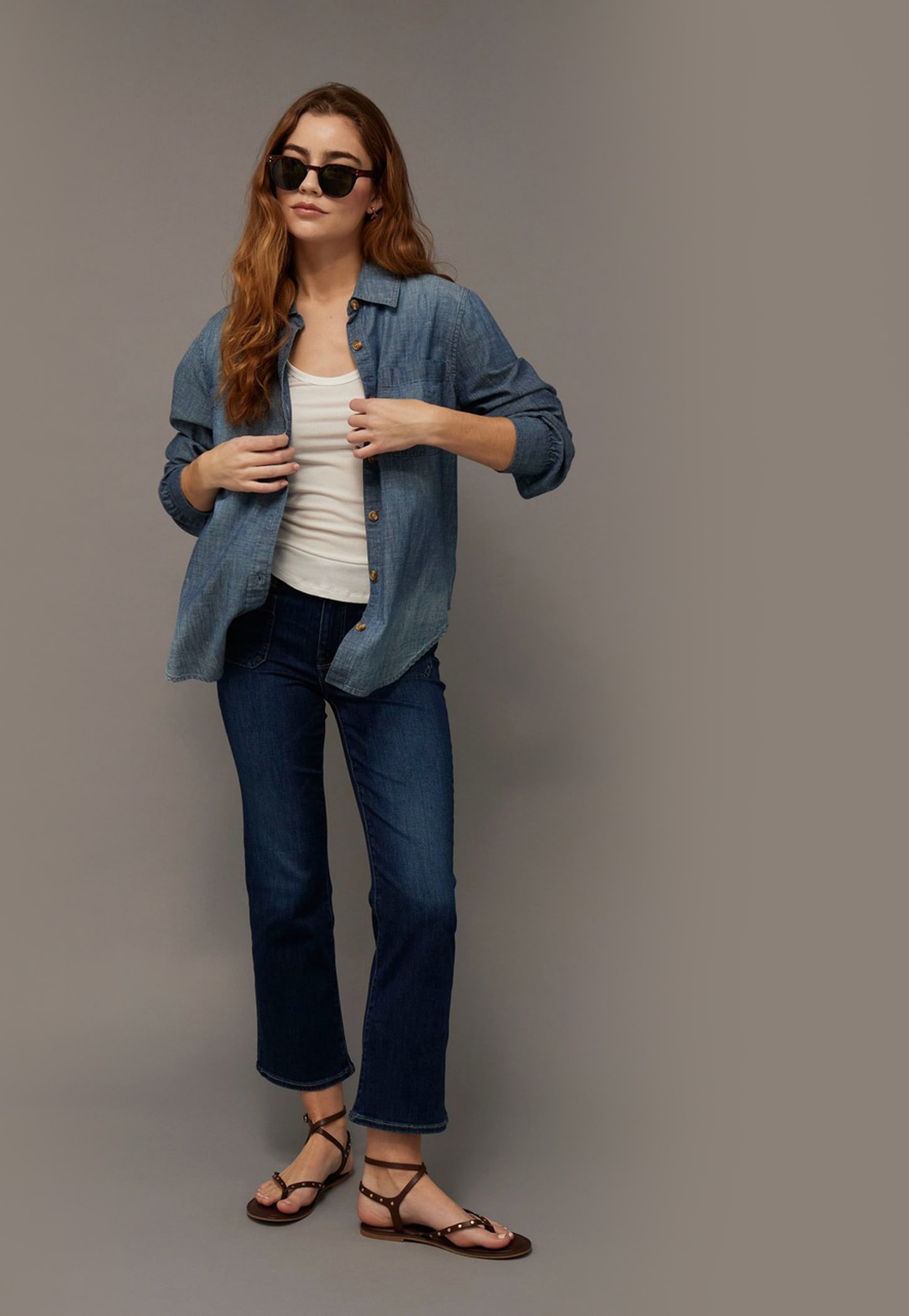 AMERICAN EAGLE Solid Denim Shirt-picture-31