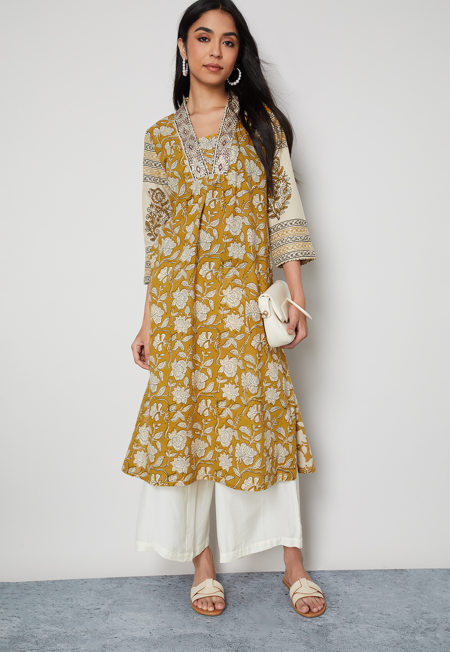 MELANGE Floral Print Embroidered A-line Kurta-picture-34