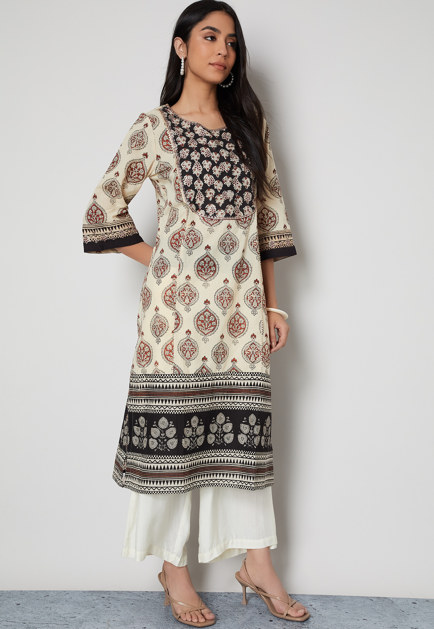 MELANGE Ethnic Motif Printed Straight Kurta-image-9