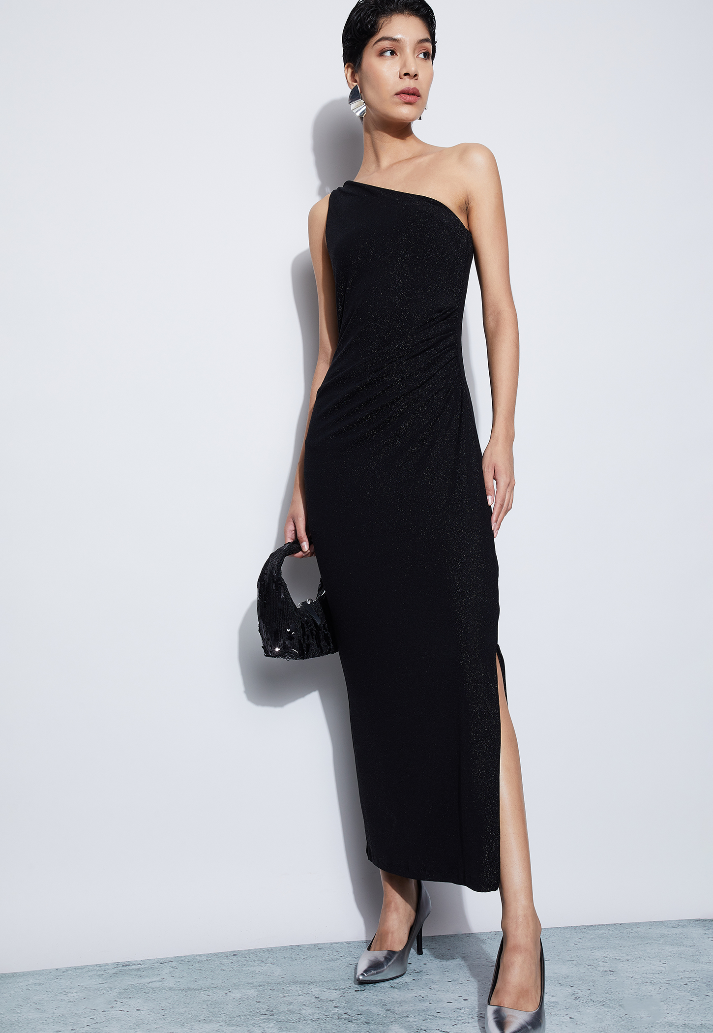 CODE Shimmer Ruched Maxi Dress-picture-11
