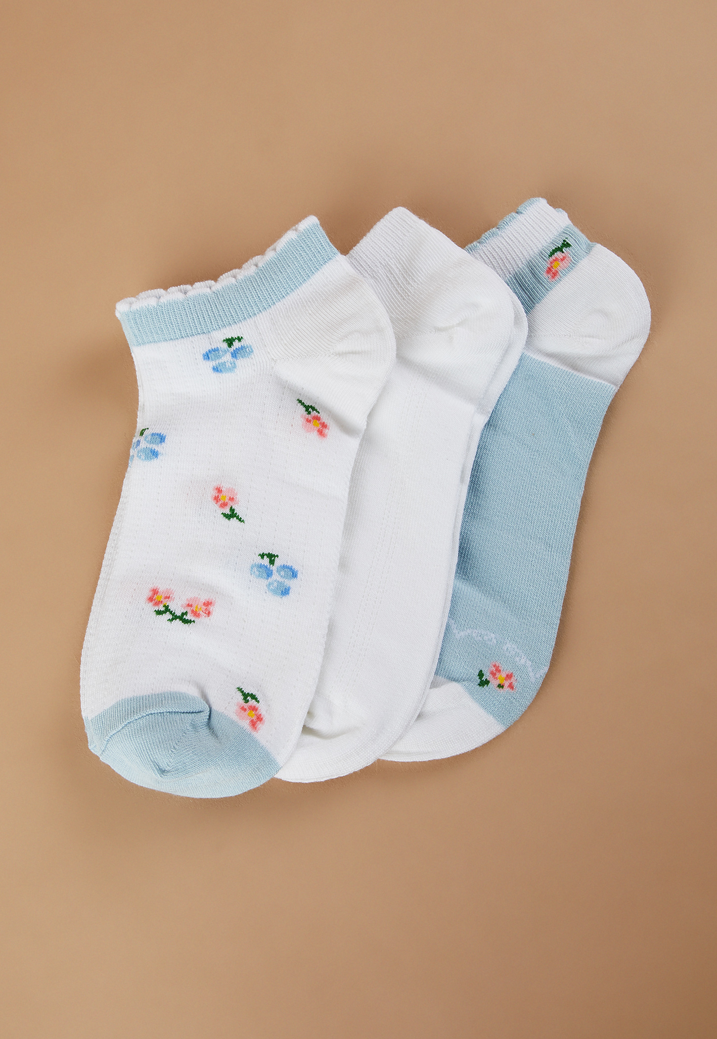 GINGER Floral Print Ankle Length Socks - Pack of 3-picture-35