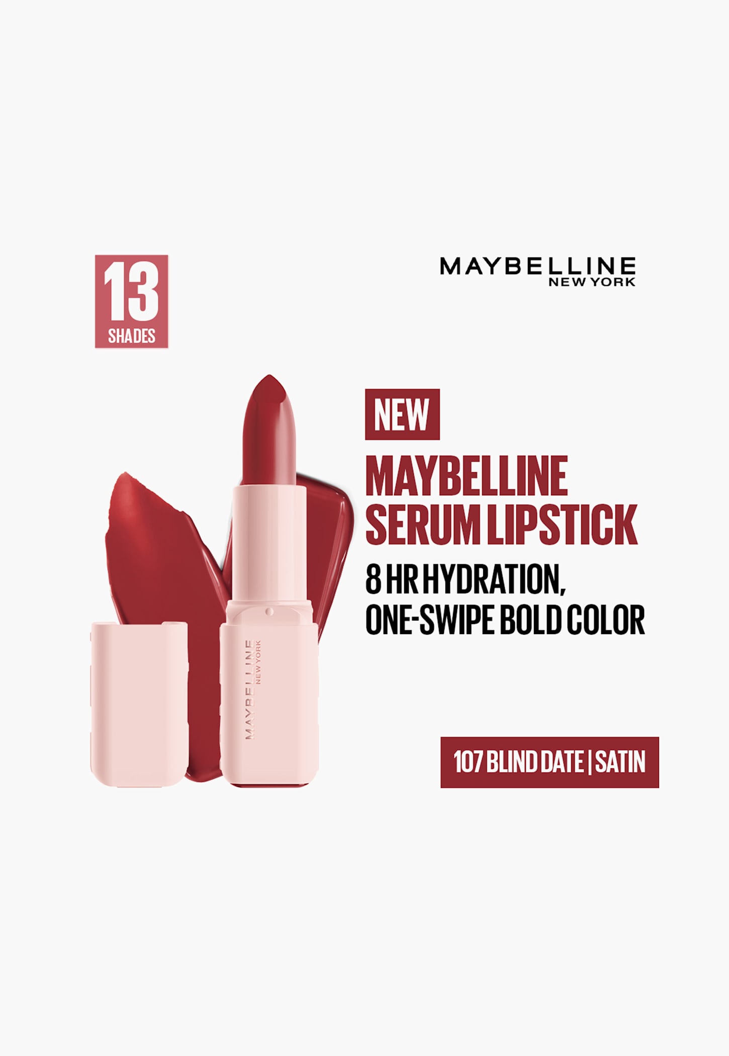 Maybelline Serum Satin Lipstick 8Hr Hydration - 107 Blind Date 4.2g-picture-23