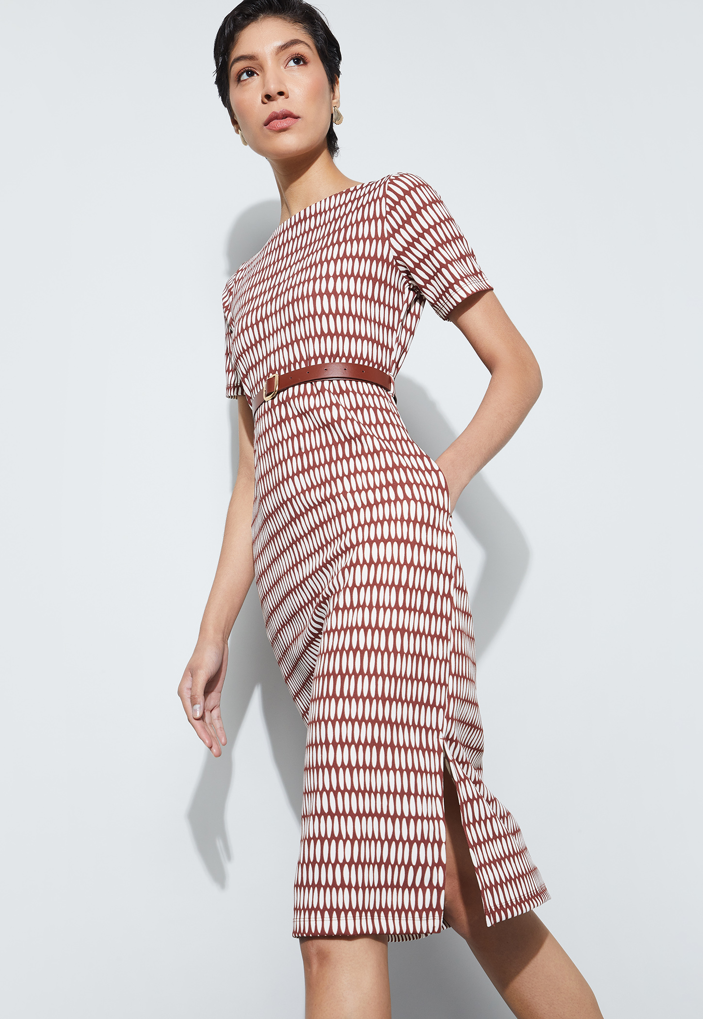 CODE CLASSIC Patterned Zipped Sheath Dress-picture-24
