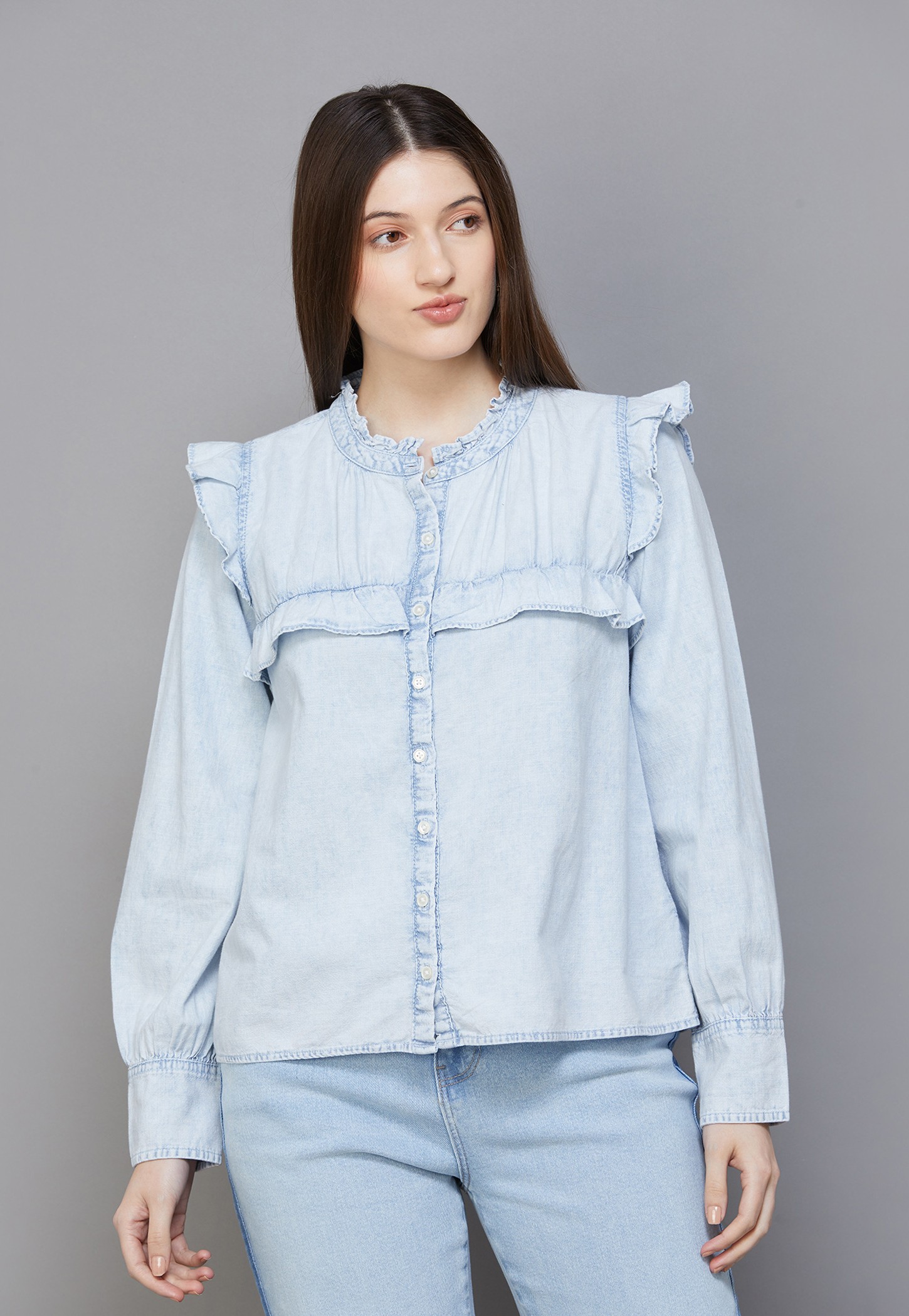 AMERICAN EAGLE Washed Denim Top-picture-31