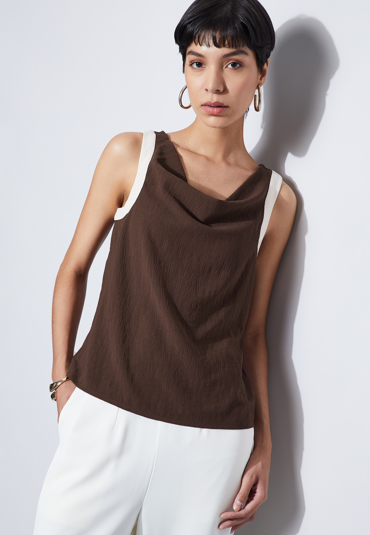 CODE Textured Cowl Neck Top-picture-24