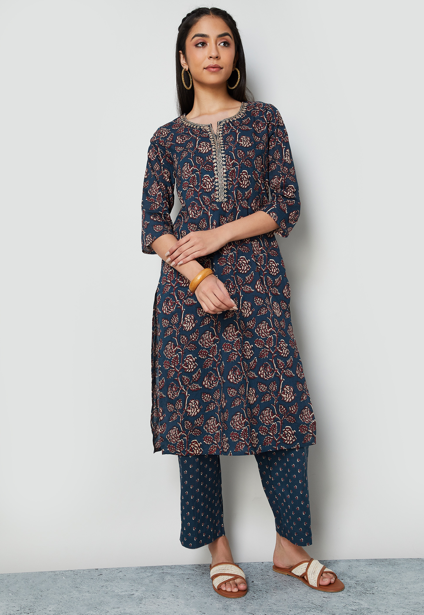 MELANGE Floral Print Straight Kurta Set-picture-38