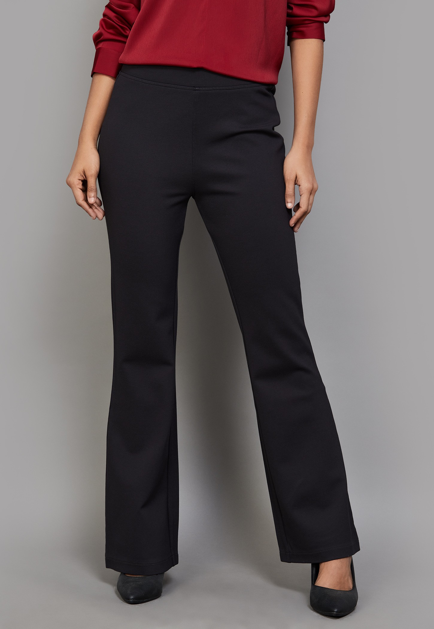 XPOSE Solid High Rise Flared Trousers-picture-25