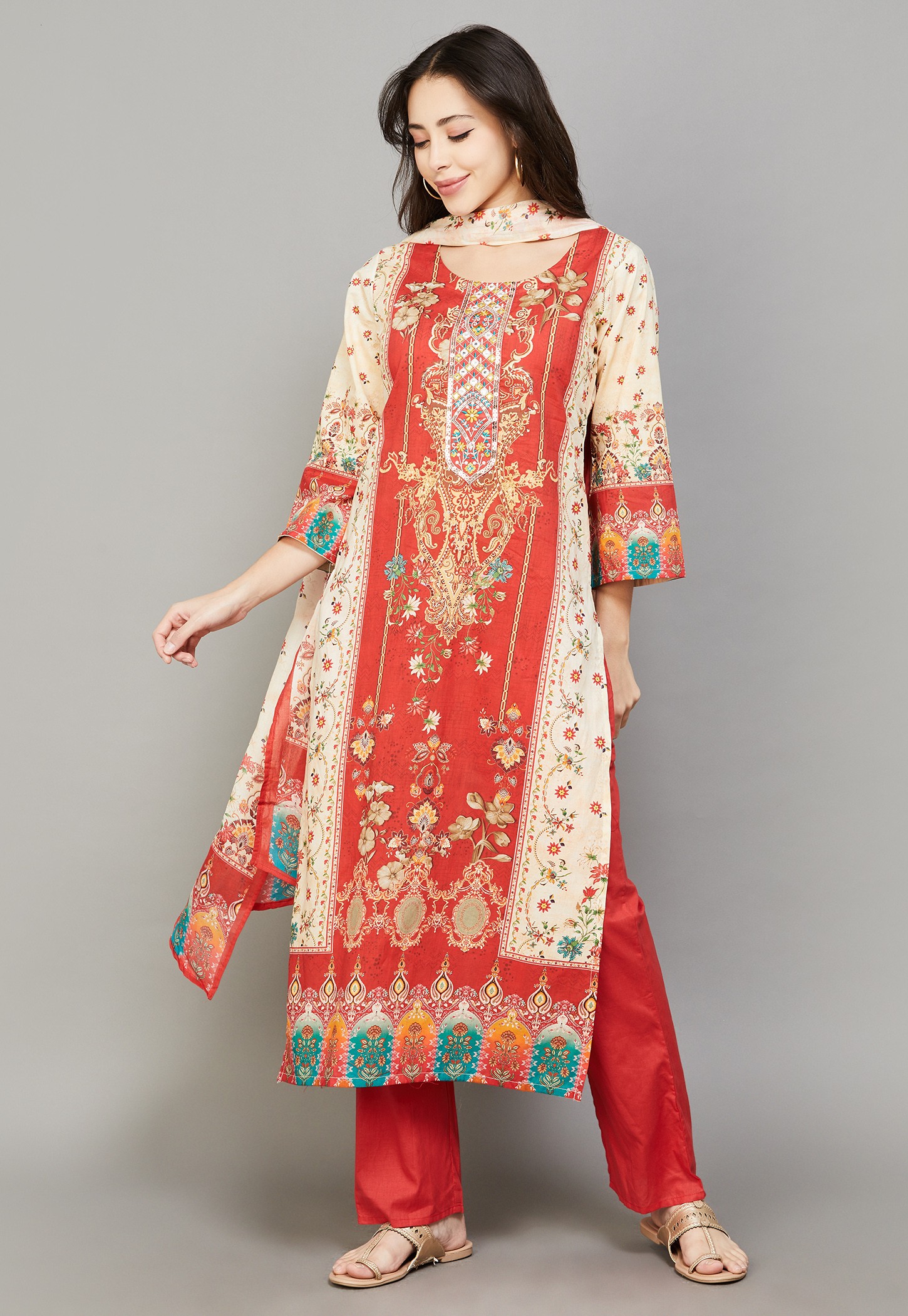 LIBAS Ethnic Motif Straight Kurta Set-image-10