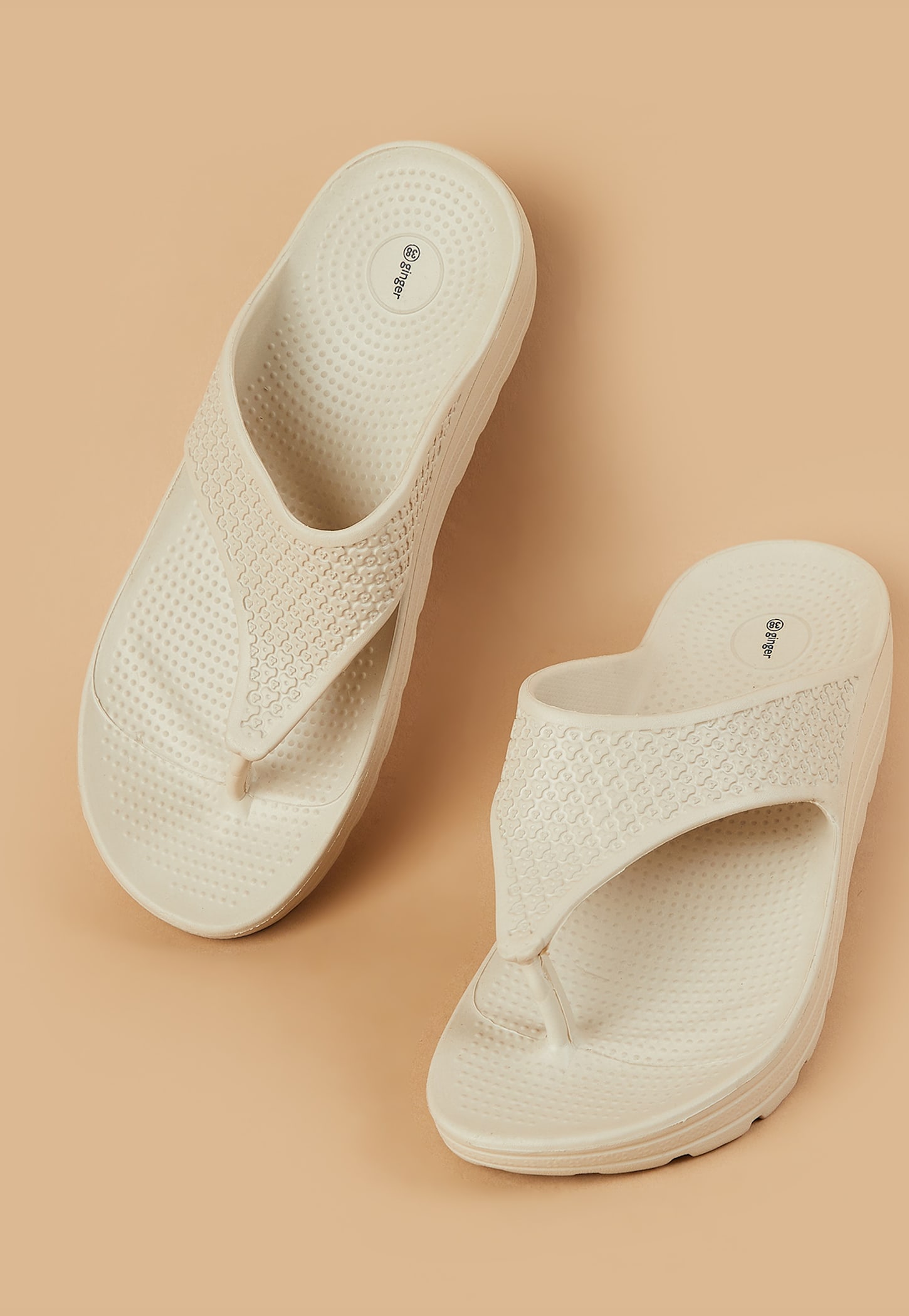 BRAND Embossed Flip Flops-image-4