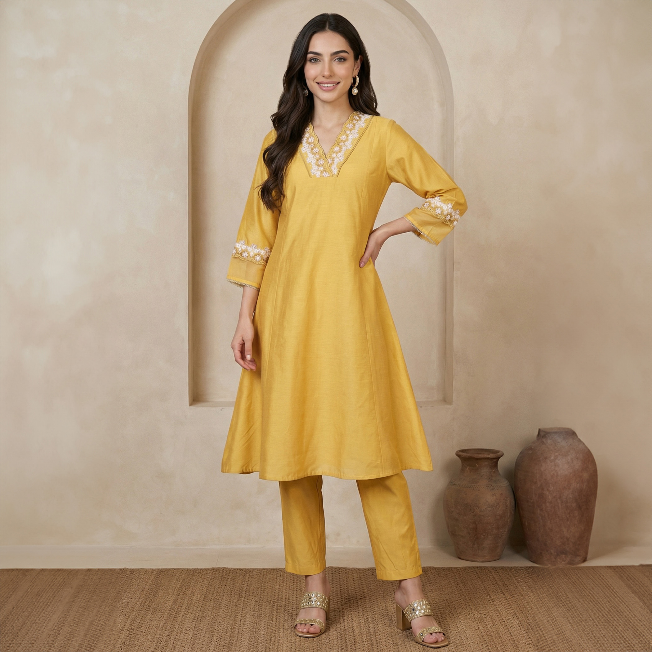 W Embroidered A-Line Kurta-picture-46