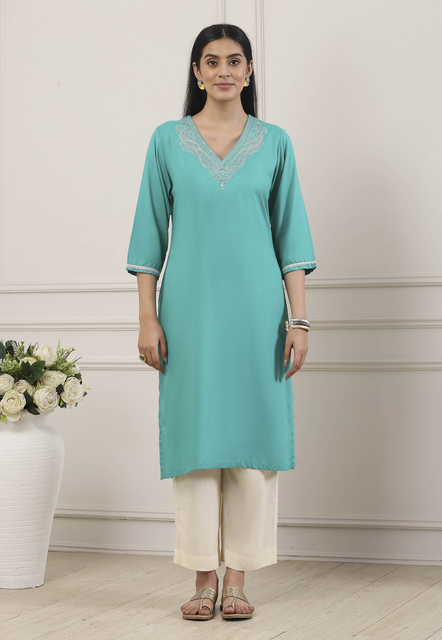 BIBA Embroidered Straight Kurta-picture-12