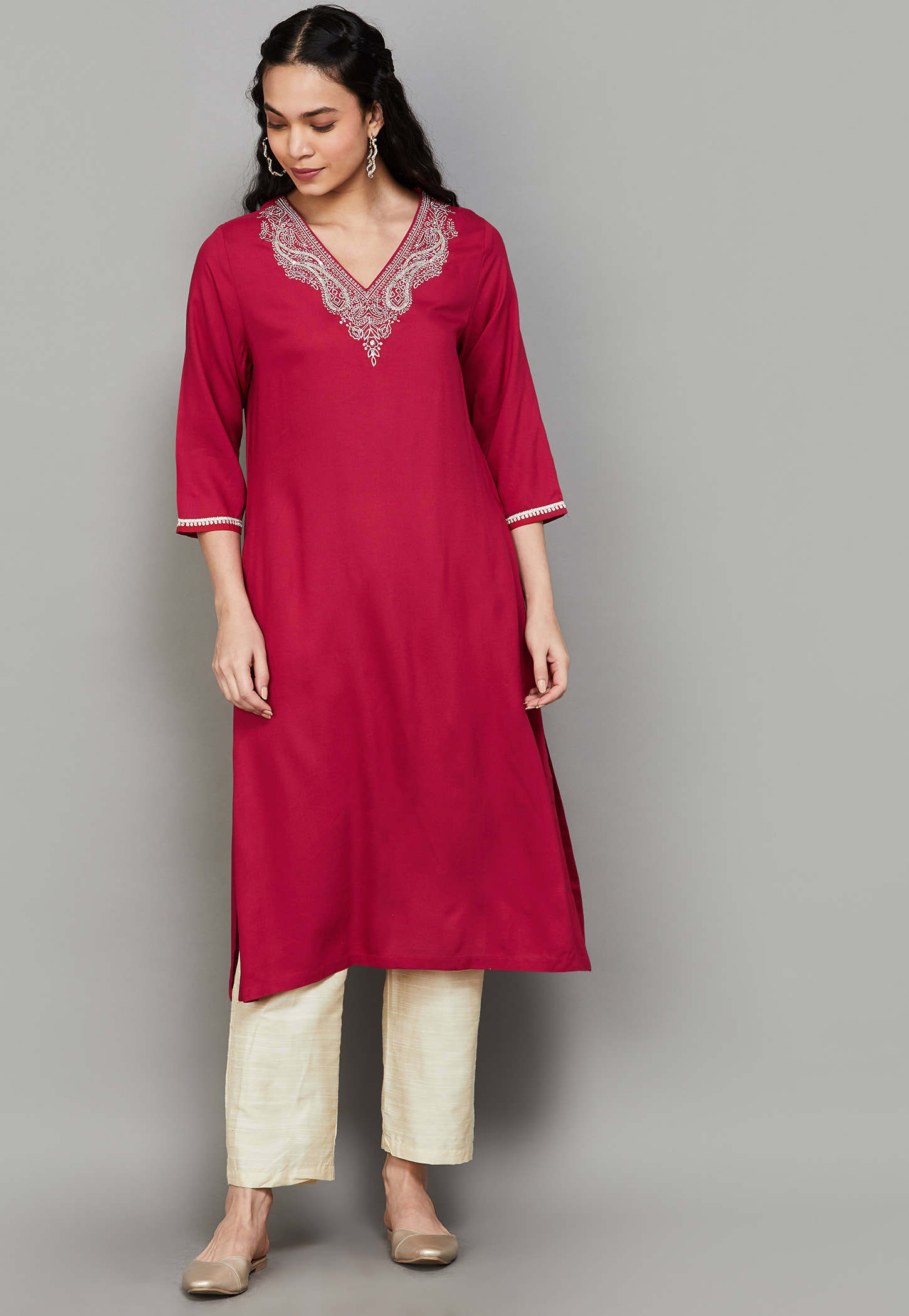 BIBA Embroidered Straight Kurta-picture-18