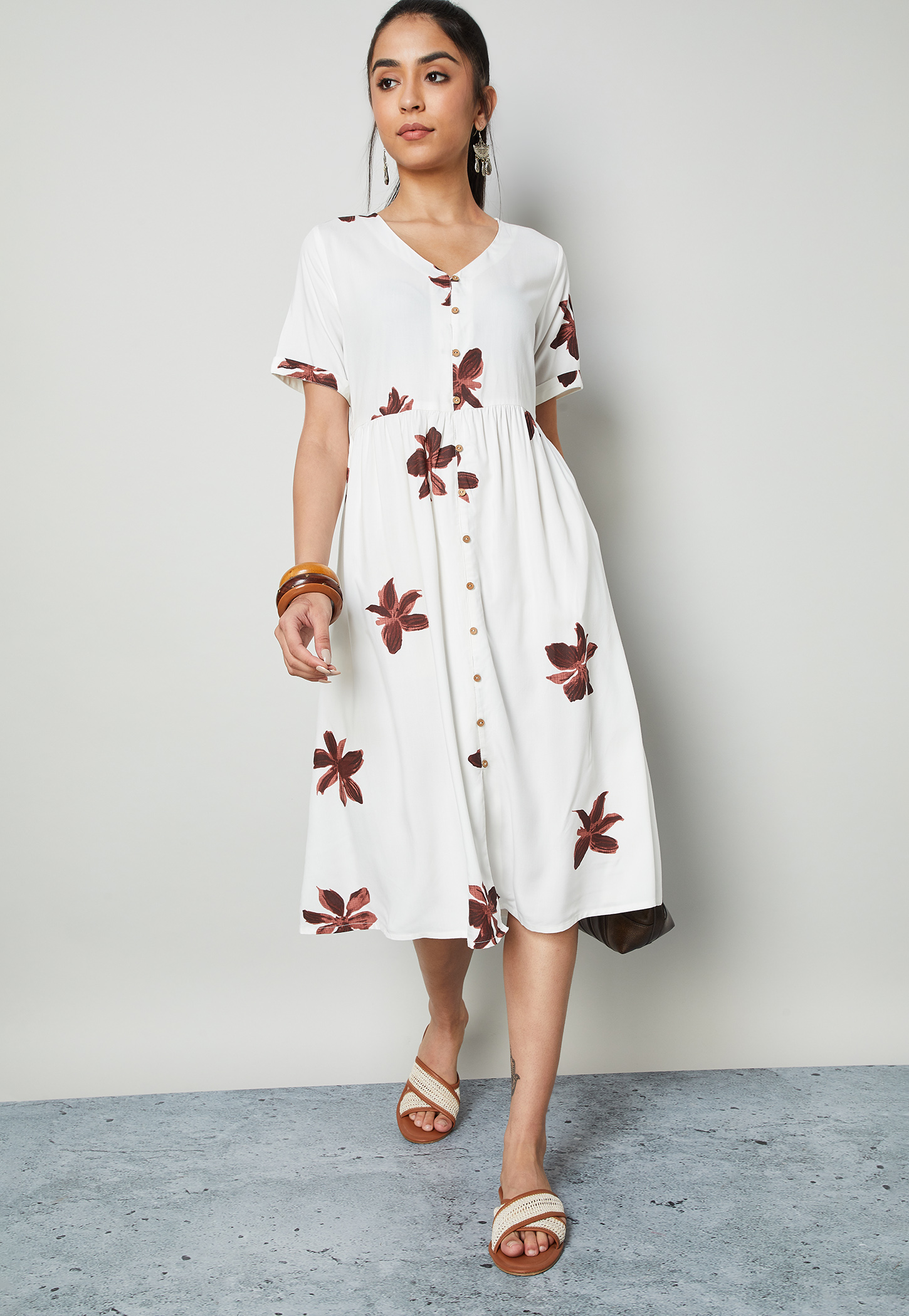 COLOUR ME Floral Print V-Neck Midi Dress-picture-21