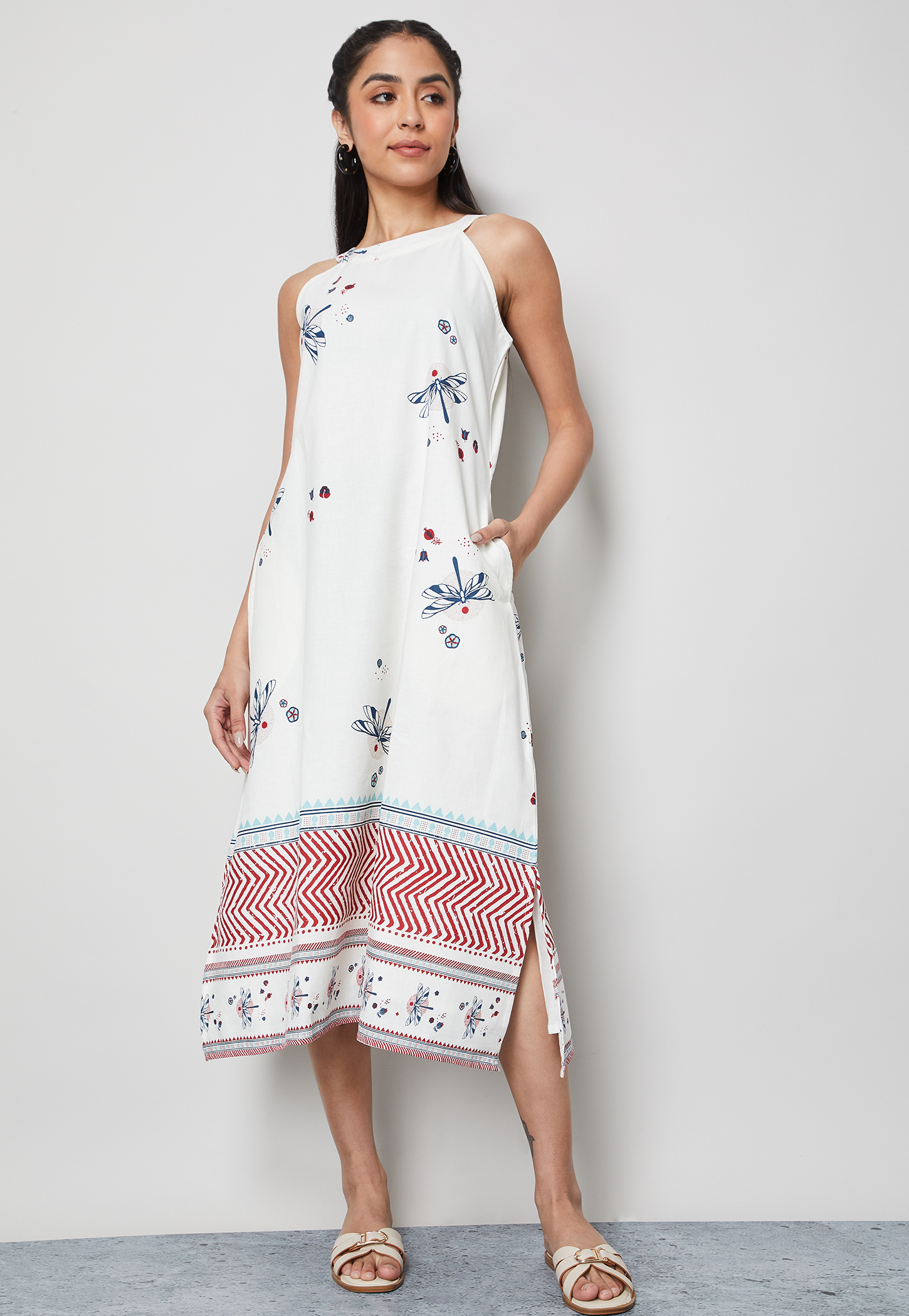 COLOUR ME Floral Print Sleeveless Midi Dress-picture-45
