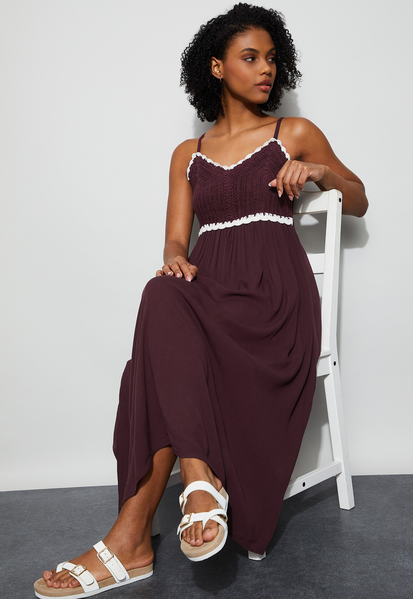 GINGER Solid Spaghetti Midi Dress-picture-25