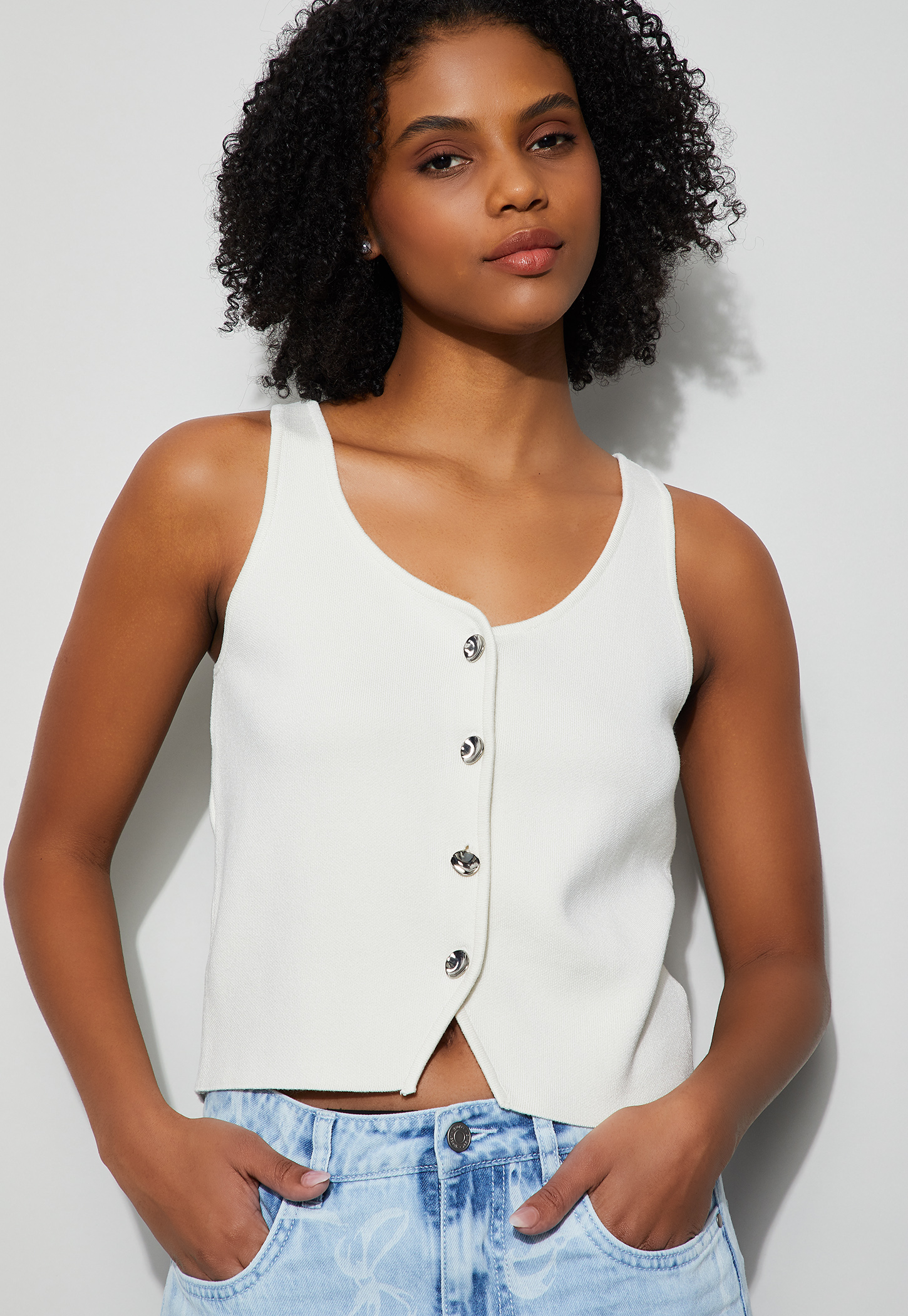 GINGER Solid Vest Style Top-image-5