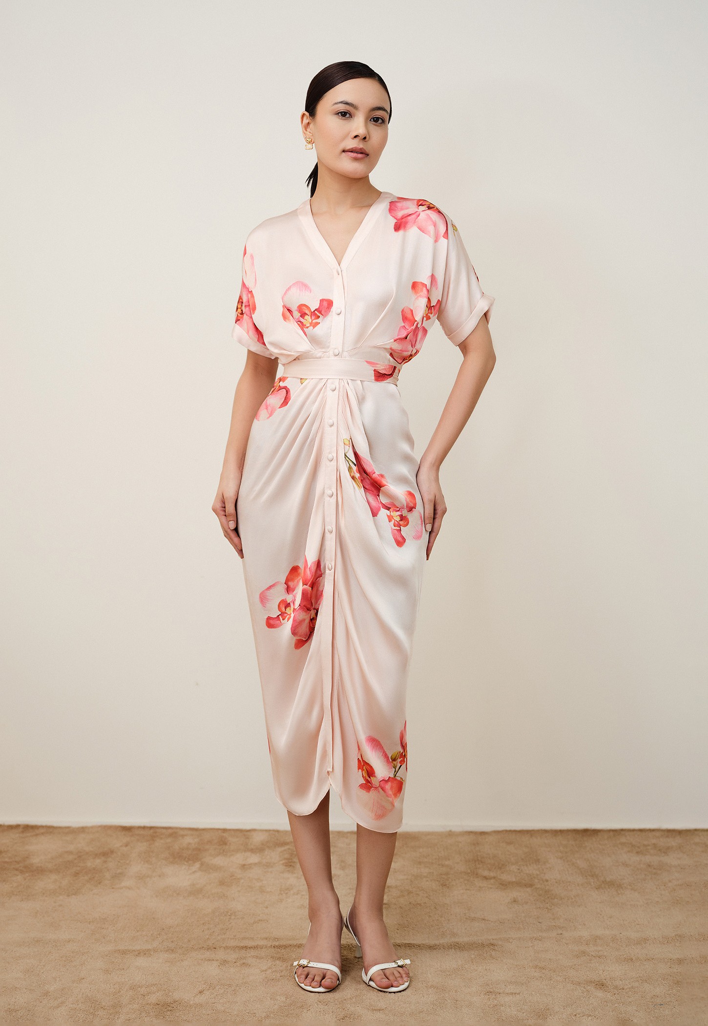 AND Floral Print Draped Midi Dress-picture-33