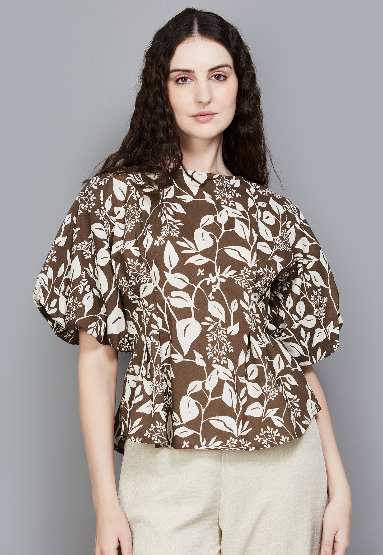 AND Floral Print Balloon Sleeve Regular Top-picture-53